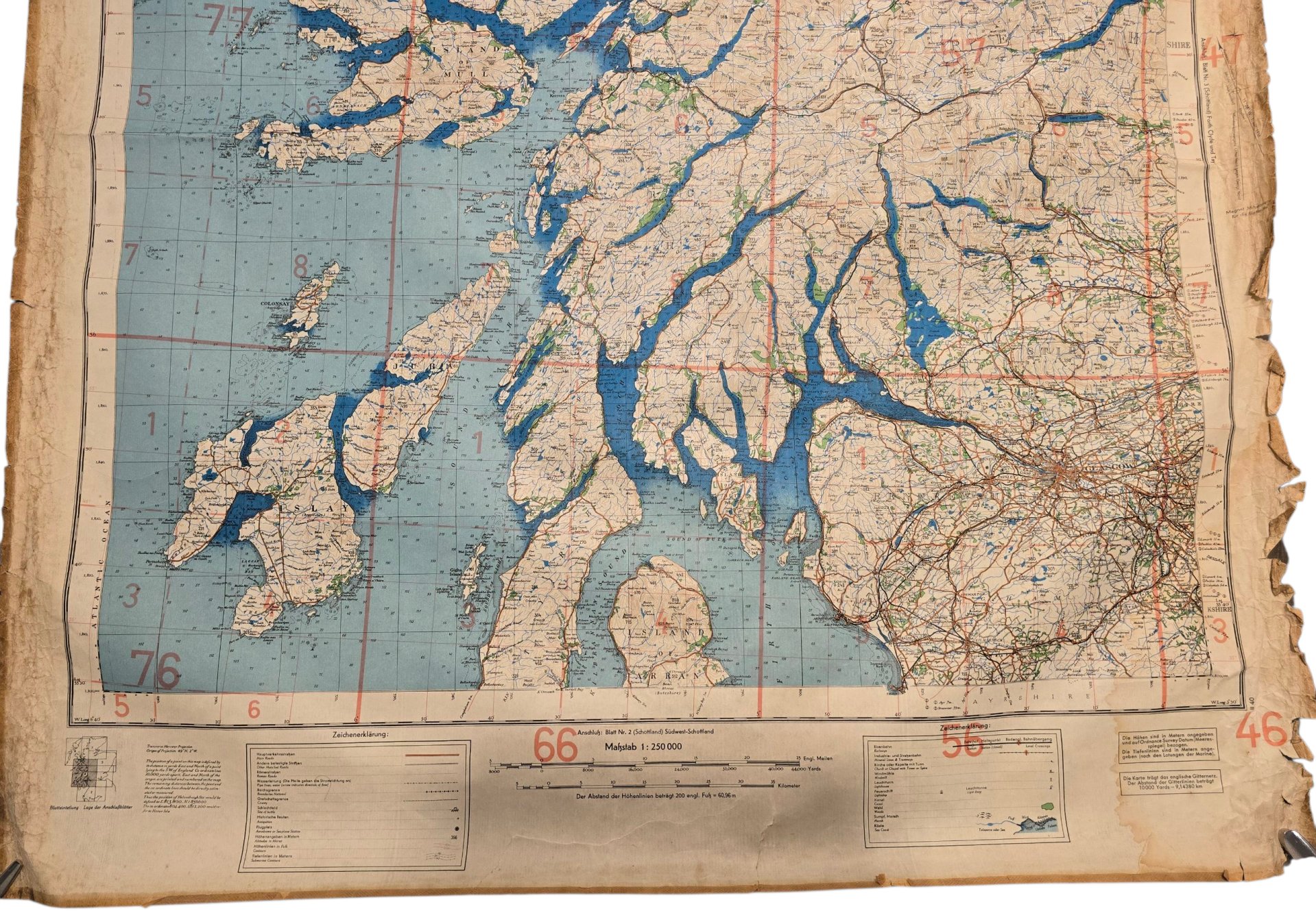 Original WW2 German Luftwaffe Map - Fliegerausgabe Schottland Nr. 4, Glasgow und mittlerer Westen, Scotland (1940) — image 3