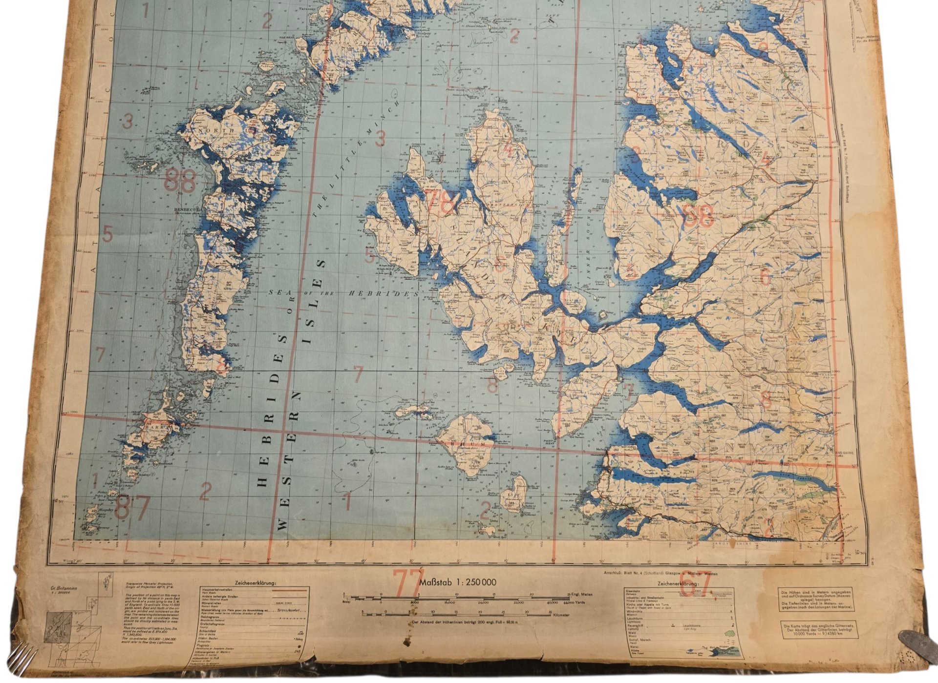 Original WW2 German Luftwaffe Map - Fliegerausgabe Schottland Nr. 6, Skye u. Äussere Herbriden, Scotland (1940) — image 3