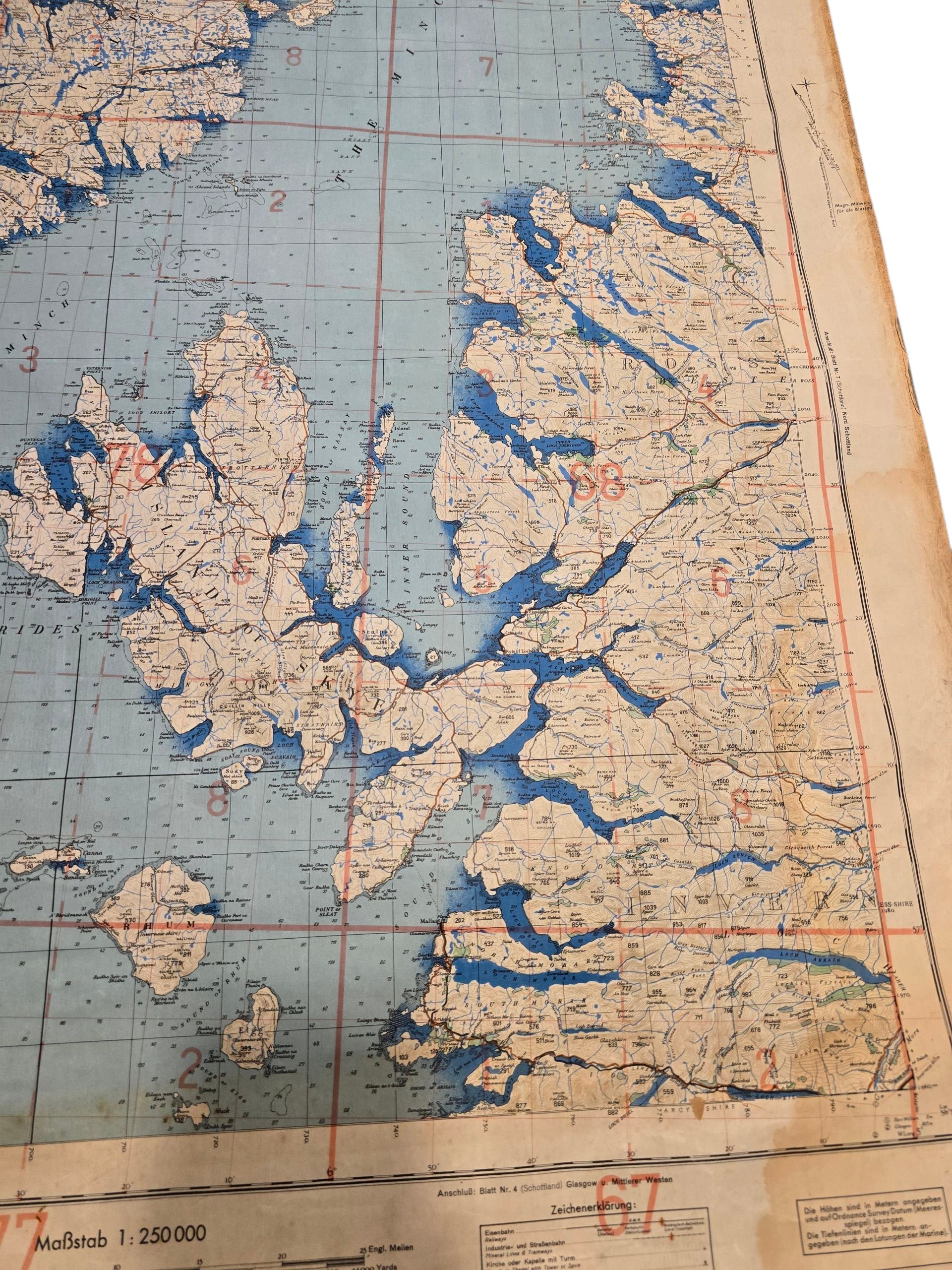Original WW2 German Luftwaffe Map - Fliegerausgabe Schottland Nr. 6, Skye u. Äussere Herbriden, Scotland (1940) — image 5