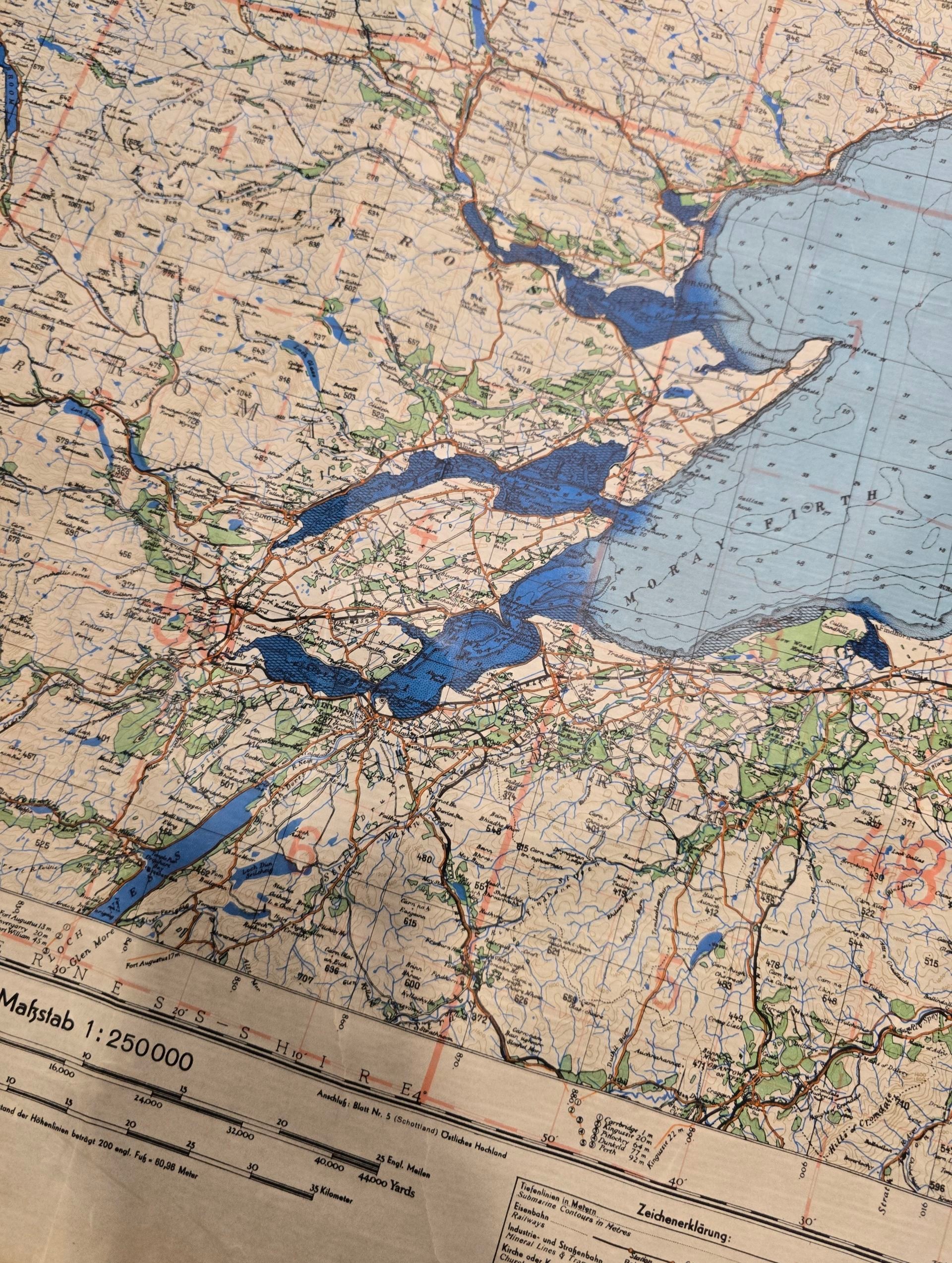 Original WW2 German Luftwaffe Map - Fliegerausgabe Schottland Nr. 7, Nord Schottland, Scotland (1939) — image 5