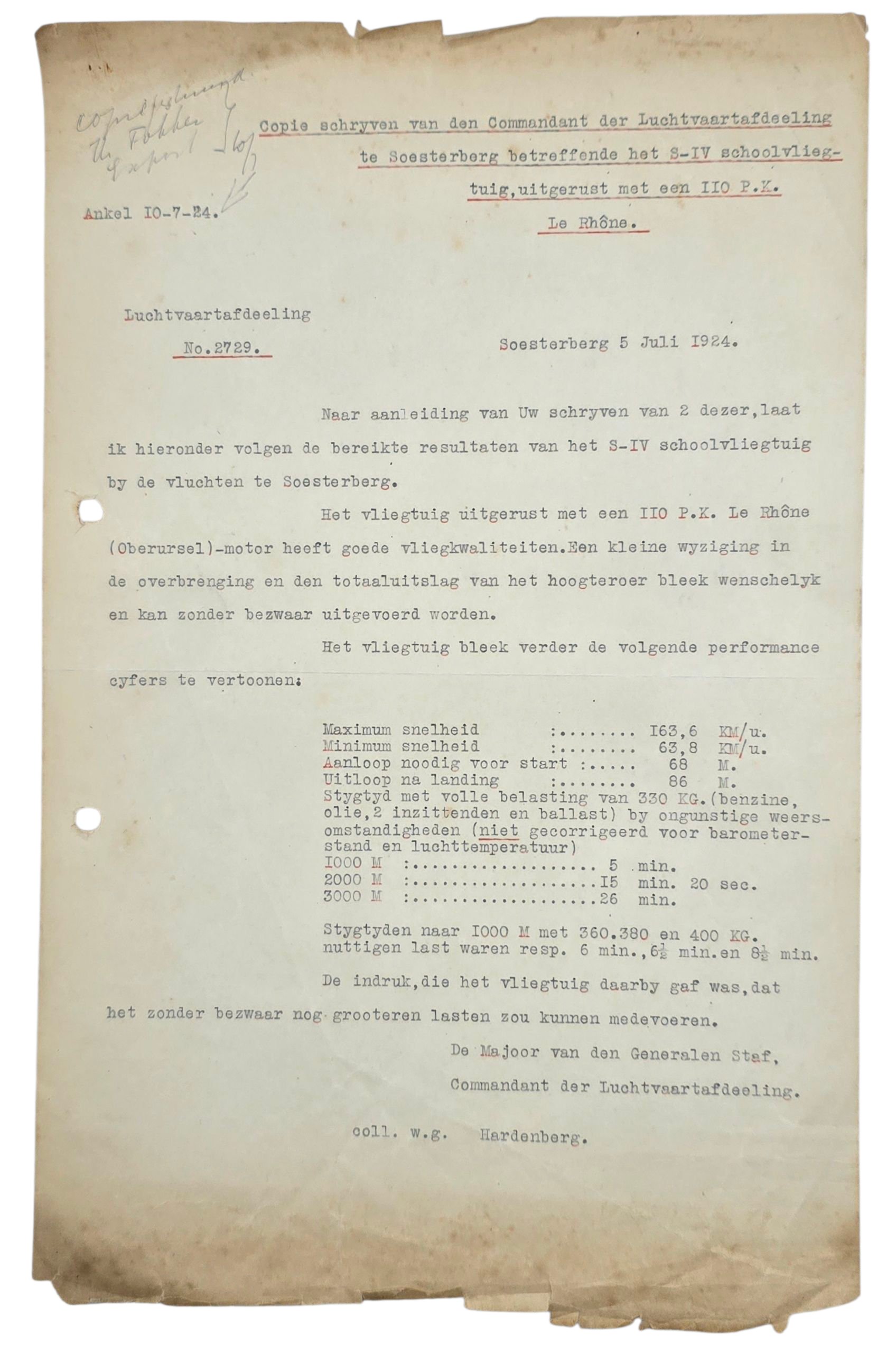 Original WW2 Dutch LVA Document - Fokker S IV airplane blueprint and contract Luchtvaartafdeeling Soesterberg (1924) — image 10