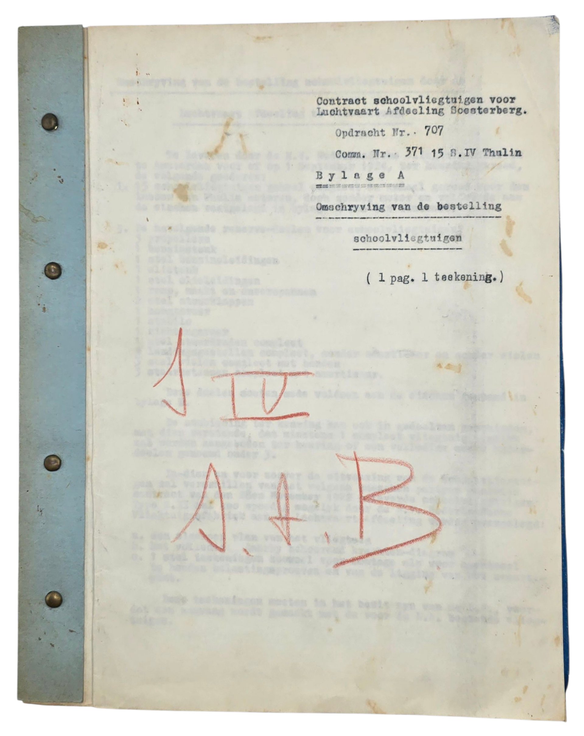 Original WW2 Dutch LVA Document - Fokker S IV airplane blueprint and contract Luchtvaartafdeeling Soesterberg (1924) — image 11