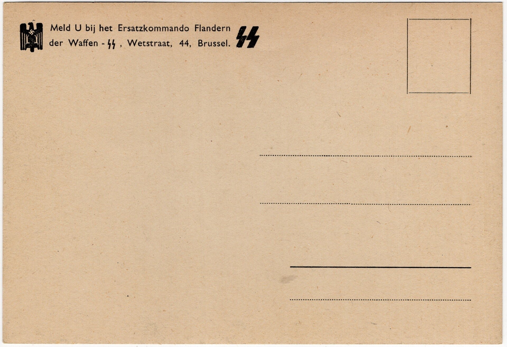 Original WW2 Flemish Waffen SS Postcard - Vlaamsche Jeugd treedt aan! Waffen SS, DRK — image 2