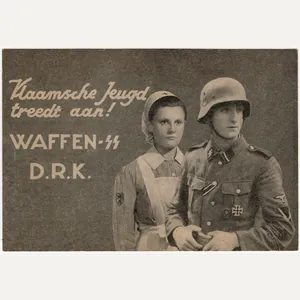 Original WW2 Flemish Waffen SS Postcard - Vlaamsche Jeugd treedt …