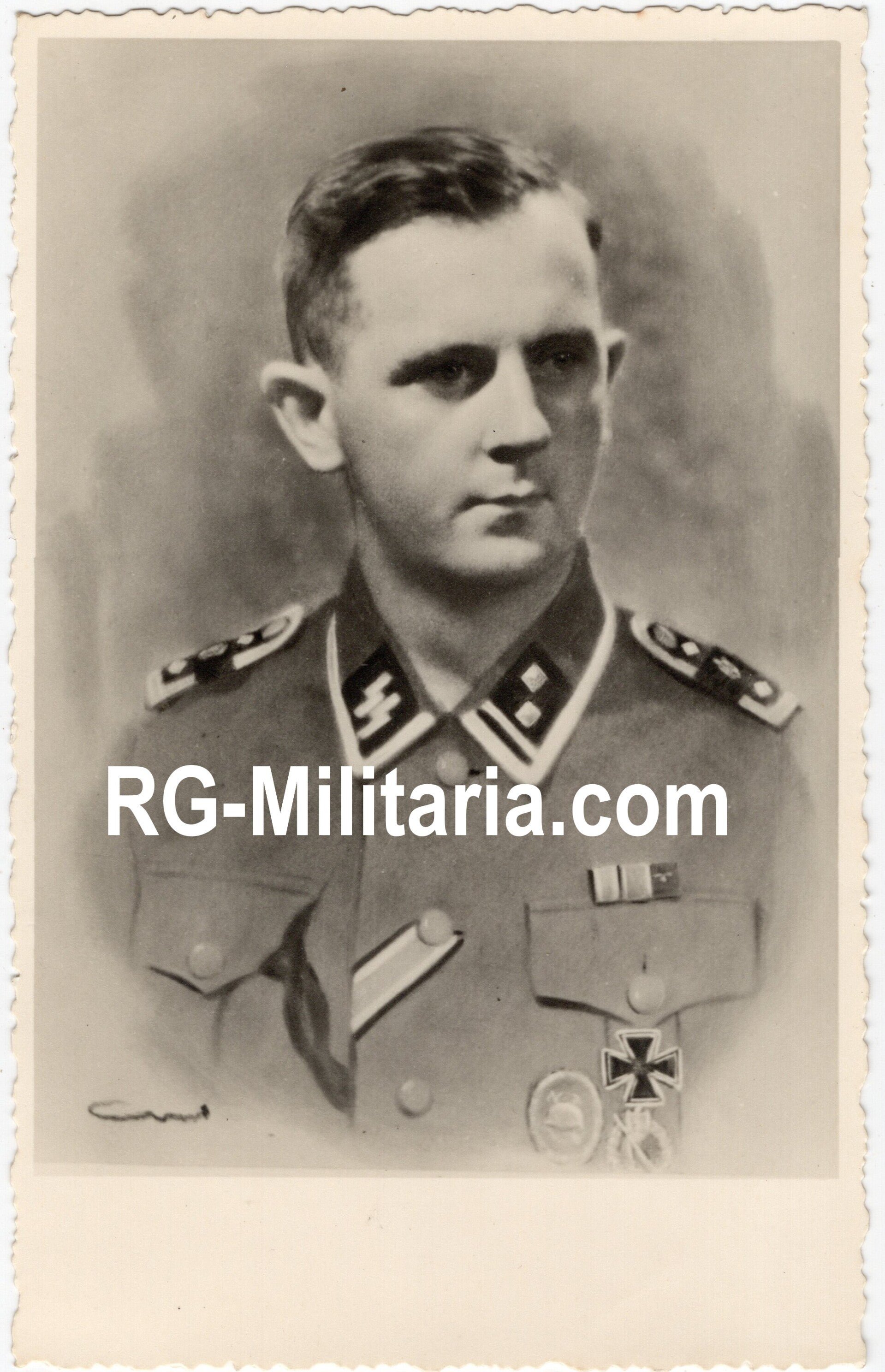 Original WW2 German Waffen SS Portrait Photo - Waffen SS LSSAH Portrait with ISA and EK1, retouched — image 3