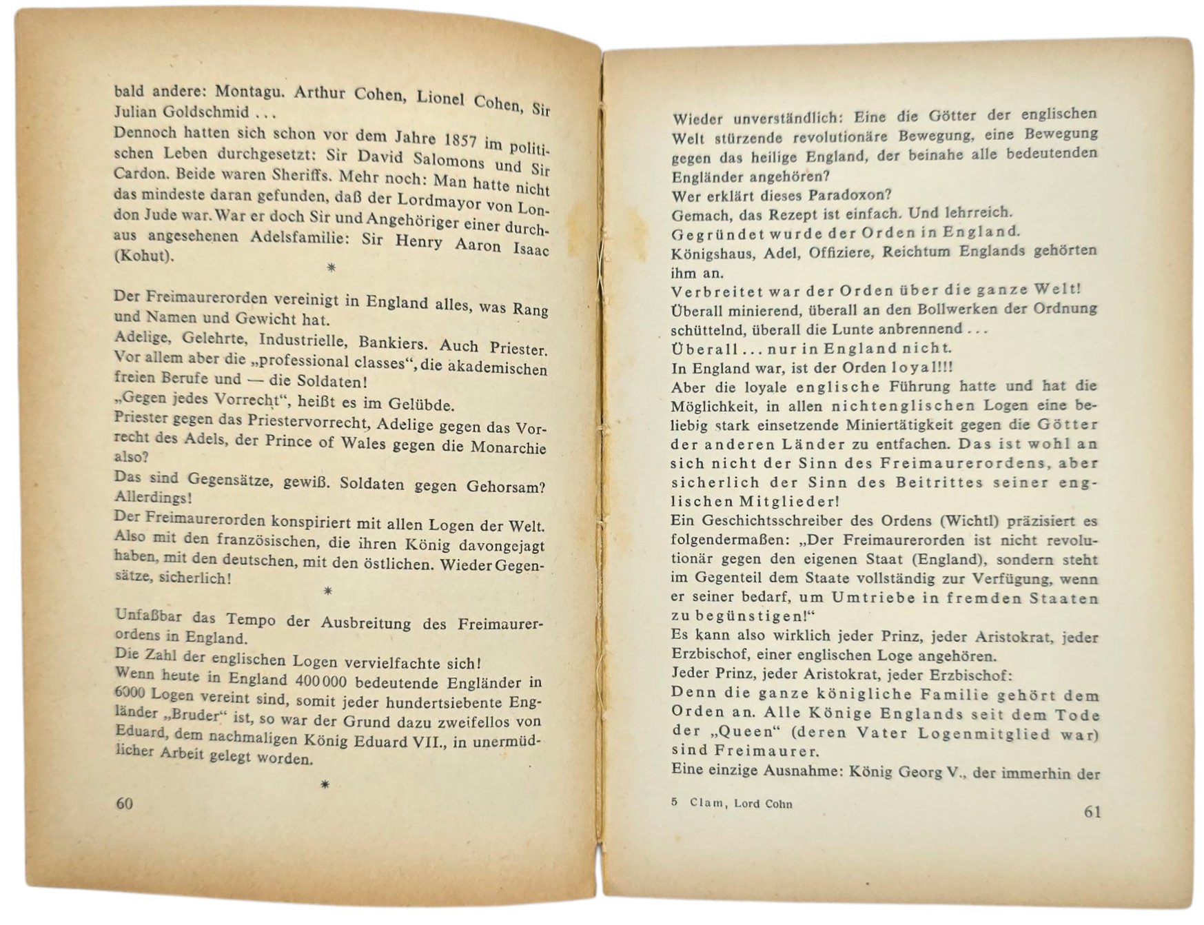 Original WW2 German Book - Lord Cohn, Die Verjudung der nglischen Oberschicht von D'Israeli bis Hore-Belisha, Ernst Clam (1940) — image 6