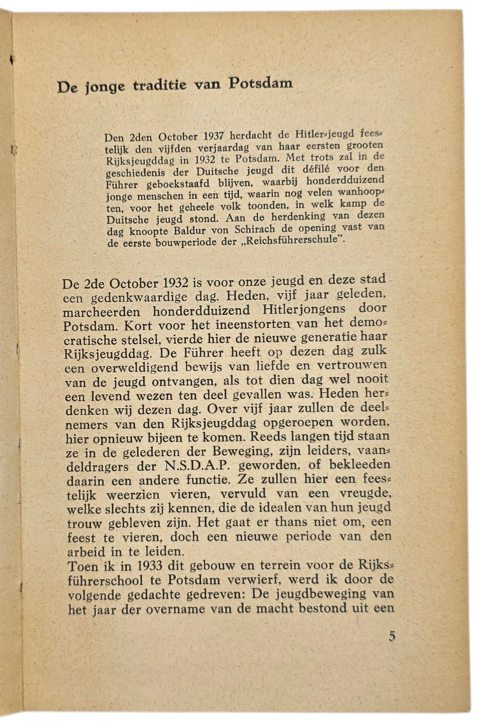 Original WW2 Dutch Collaboration NSB Book - Revolutie in de Opvoeding, Baldur von Schirach (1942) — image 3