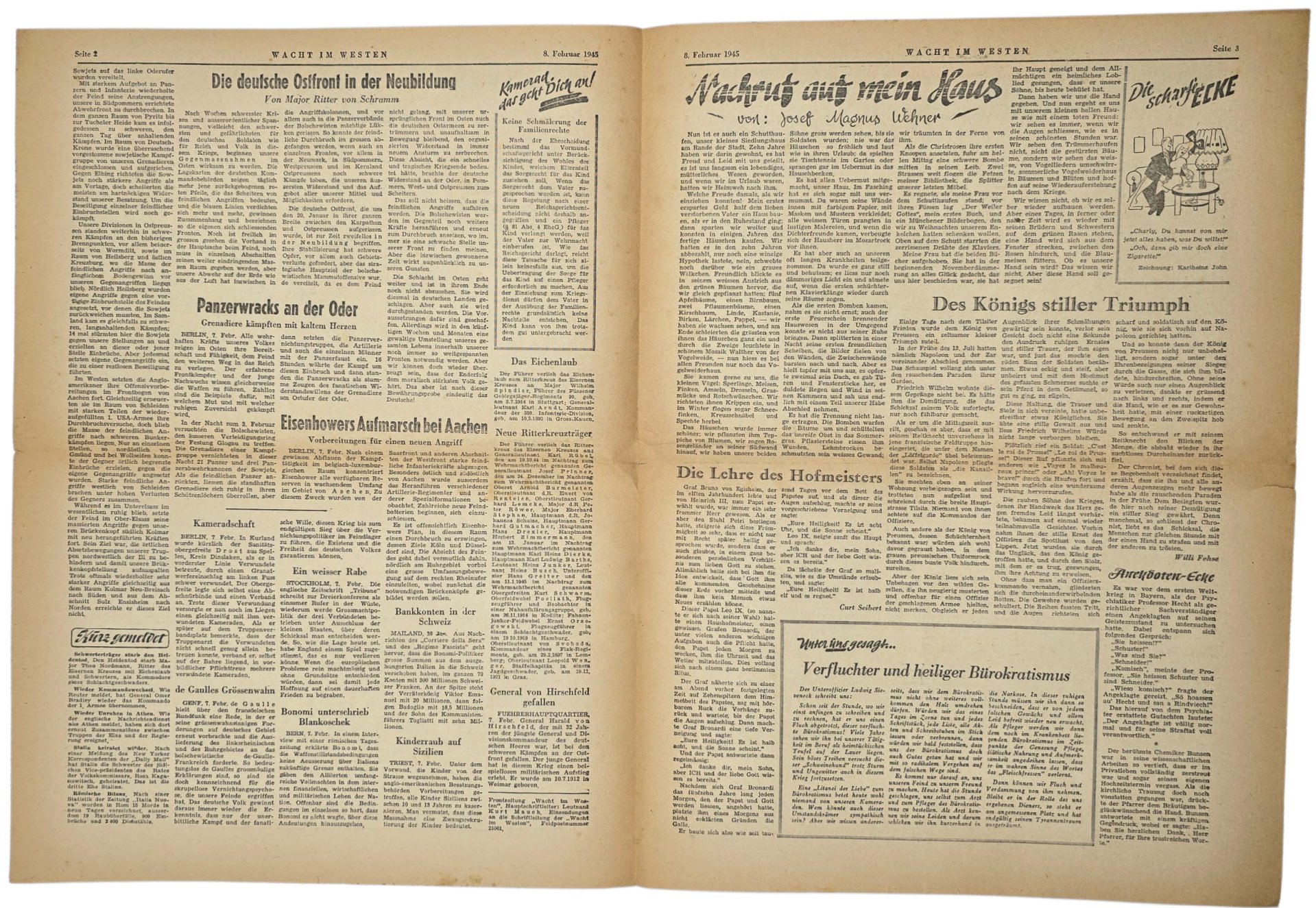 Original WW2 German Newspaper - Wacht im Westen, Frontzeitung Nr. 131, 8th of February (1945) — image 2