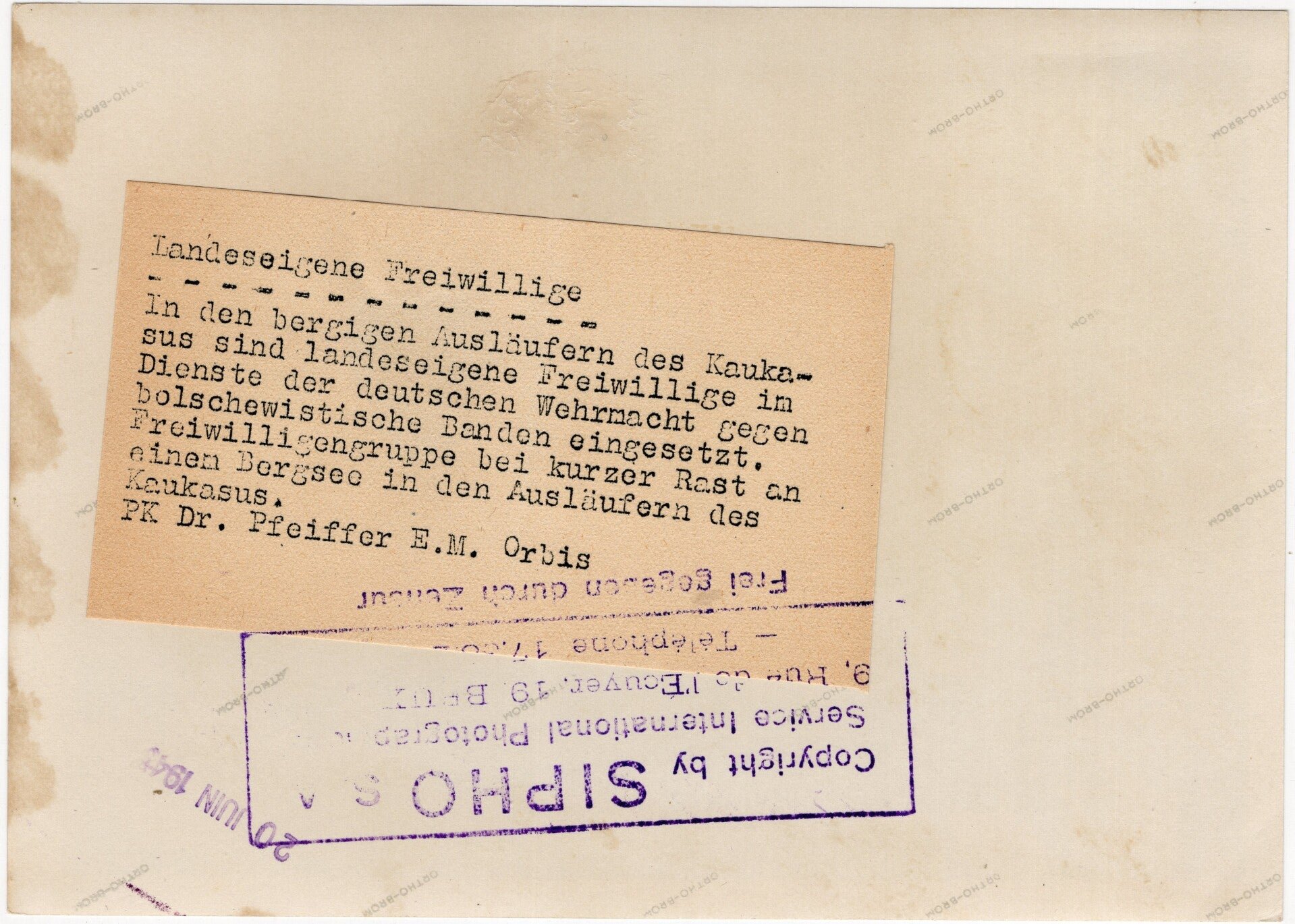 Original WW2 German Waffen SS Press Photo - Ostlegionen Eastern European SS Cavalry Kosaken Corps Bandenkampf fighting with PPSH (1943) — image 2