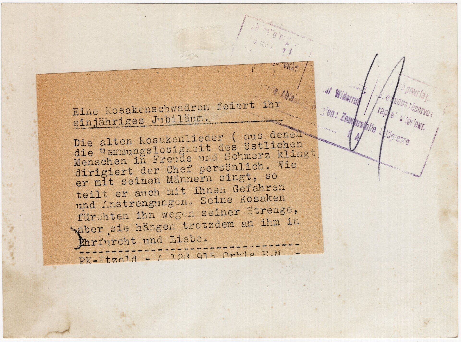 Original WW2 German Waffen SS Press Photo - Ostlegionen Eastern European SS Cavalry Kosaken Corps singing (1944) — image 2