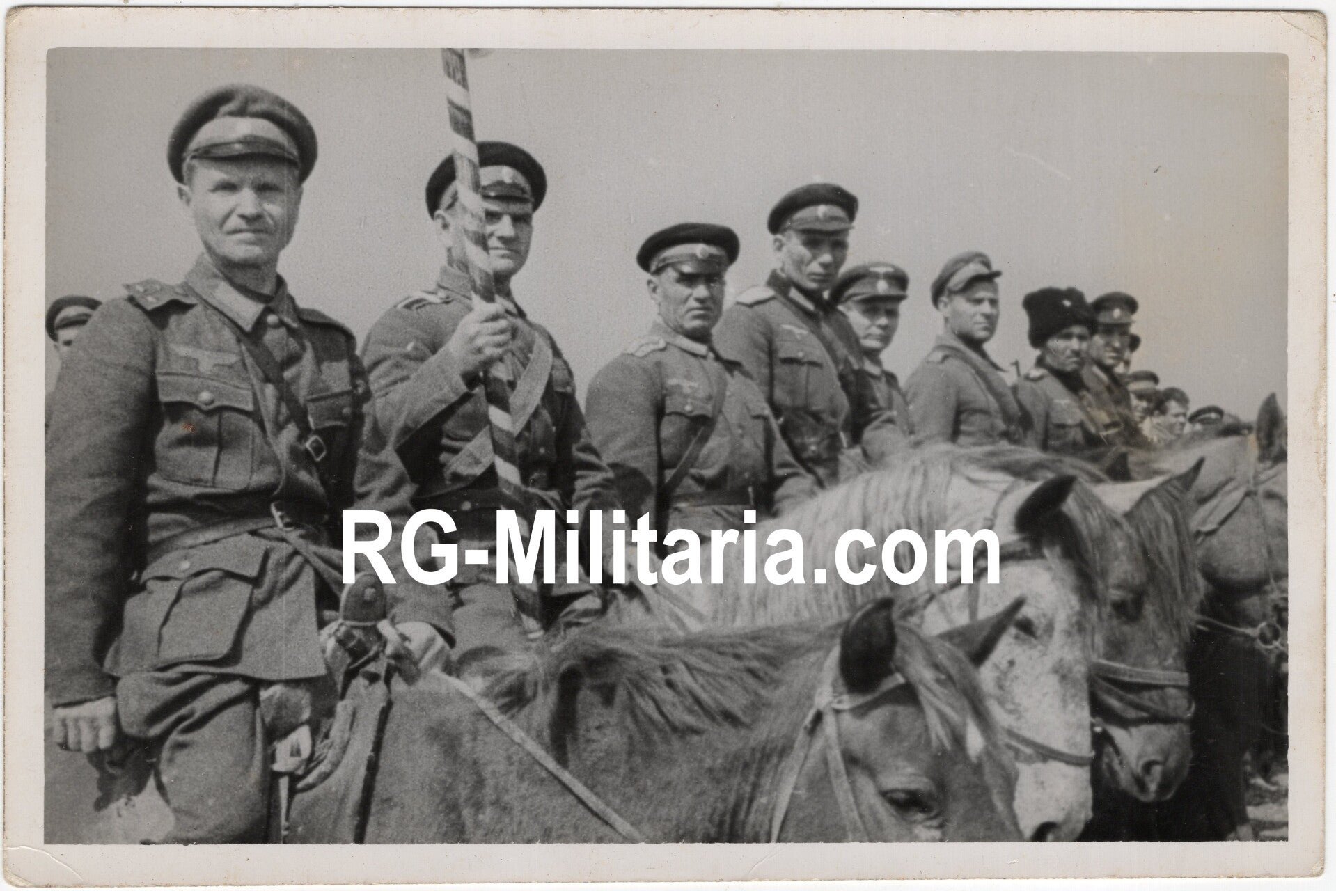 Original WW2 Belgian Waffen SS Press Photo - Ostlegionen Eastern European SS Cavalry Kosaken Corps with horses — image 3