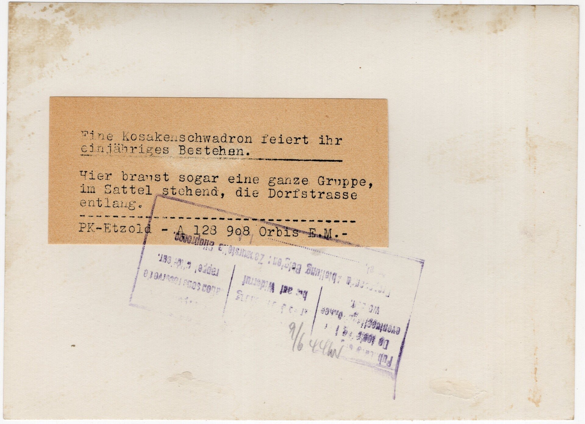 Original WW2 German Waffen SS Press Photo - Ostlegionen Eastern European SS Cavalry Kosaken Corps on horse dancing (1944) — image 2