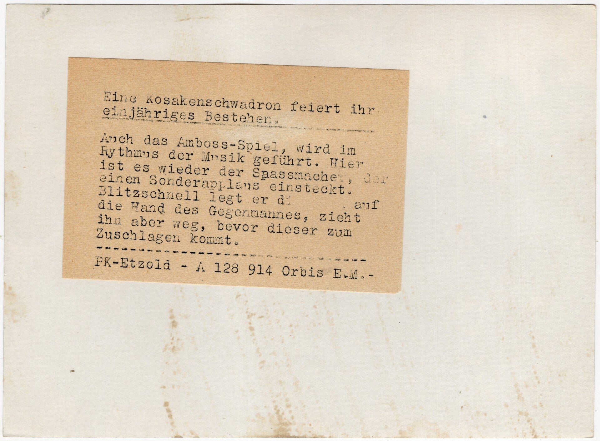 Original WW2 German Waffen SS Press Photo - Ostlegionen Eastern European SS Cavalry Kosaken Corps dancing (1944) — image 2