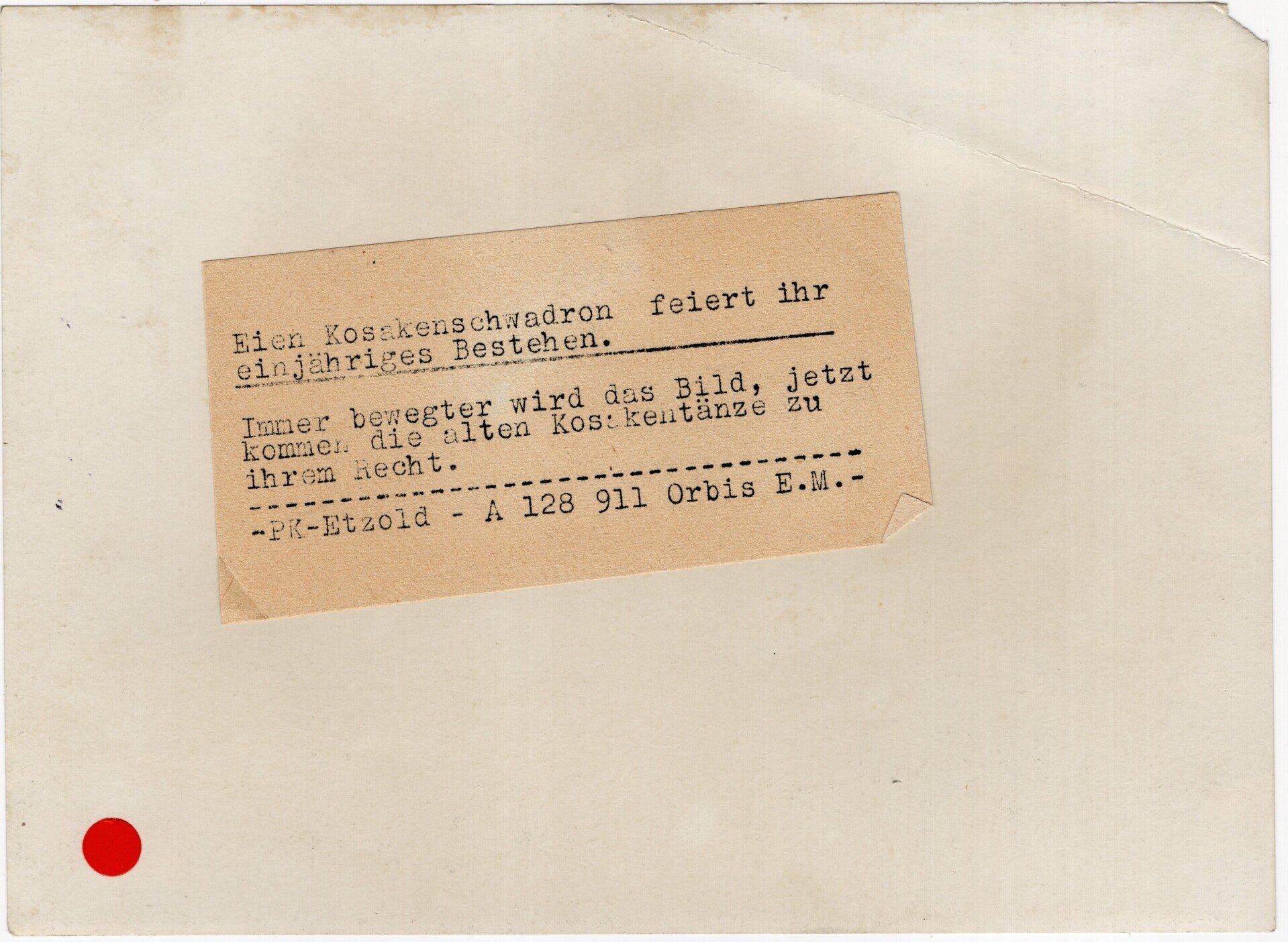 Original WW2 German Waffen SS Press Photo - Ostlegionen Eastern European SS Cavalry Kosaken Corps dancing (1944) — image 2