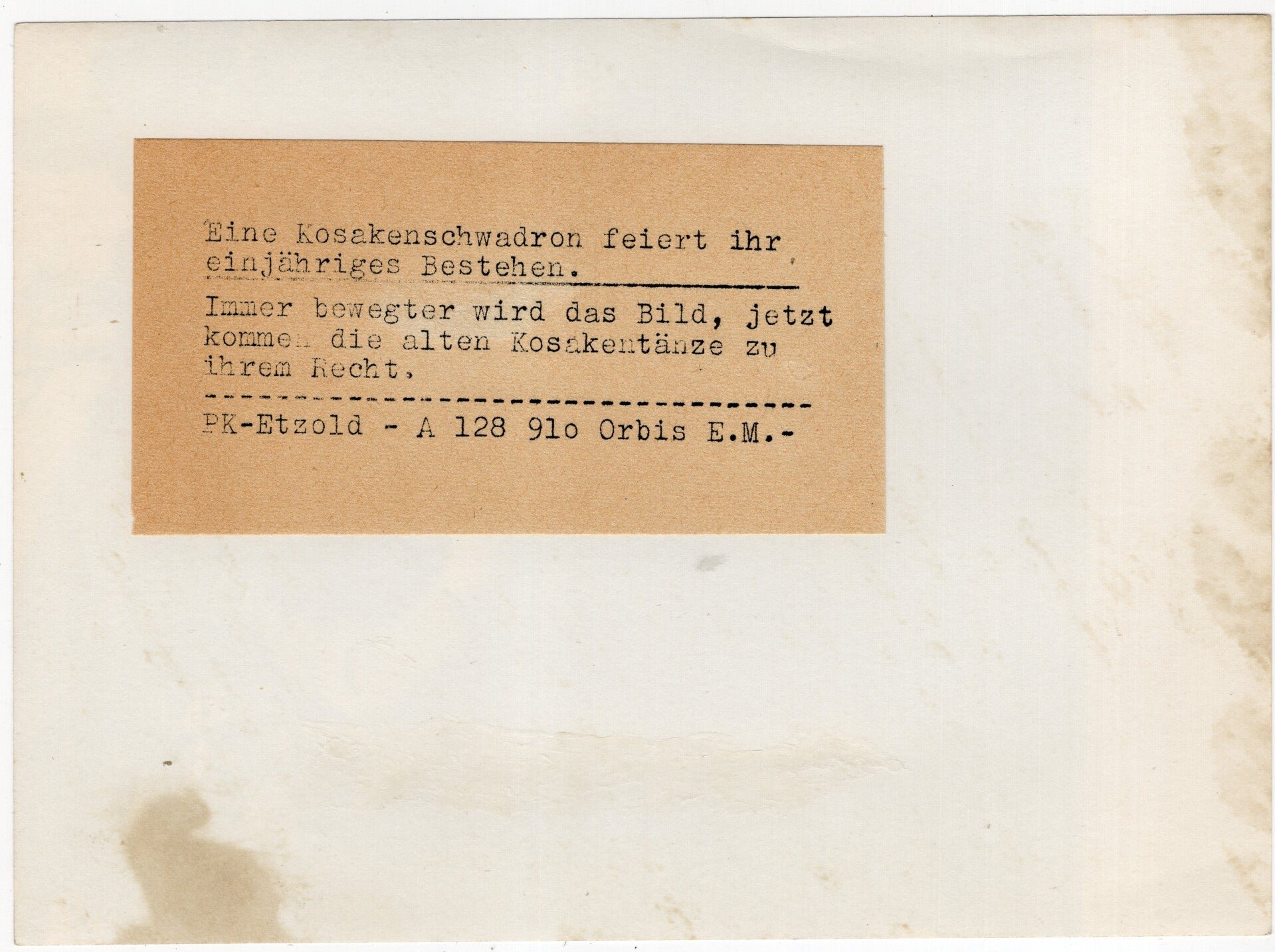 Original WW2 German Waffen SS Press Photo - Ostlegionen Eastern European SS Cavalry Kosaken Corps dancing (1944) — image 2