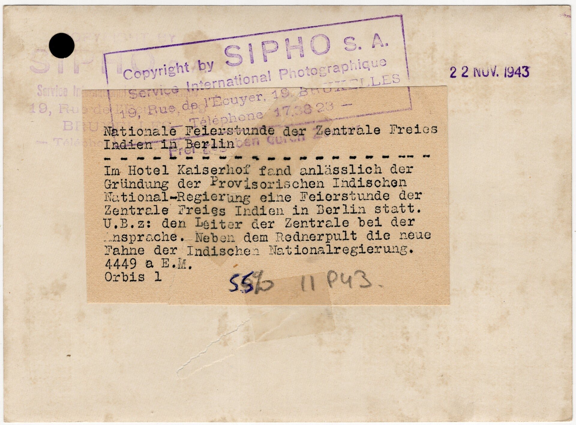 Original WW2 German Press Photo - Indian volunteers Legion Freies Indien Speech in Berlin (1943) — image 2