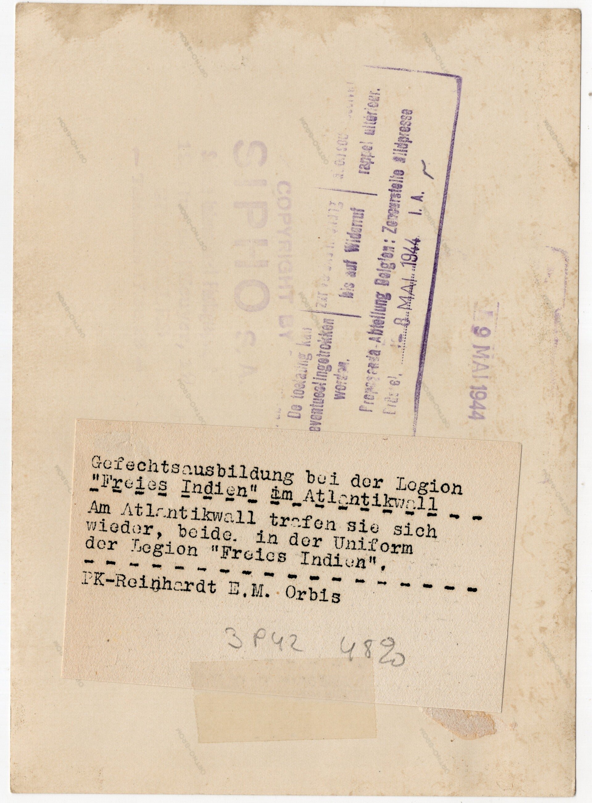 Original WW2 German Press Photo - Indian volunteers Legion Freies Indien, IR 950 training, Atlantic Wall, France (1944) — image 2