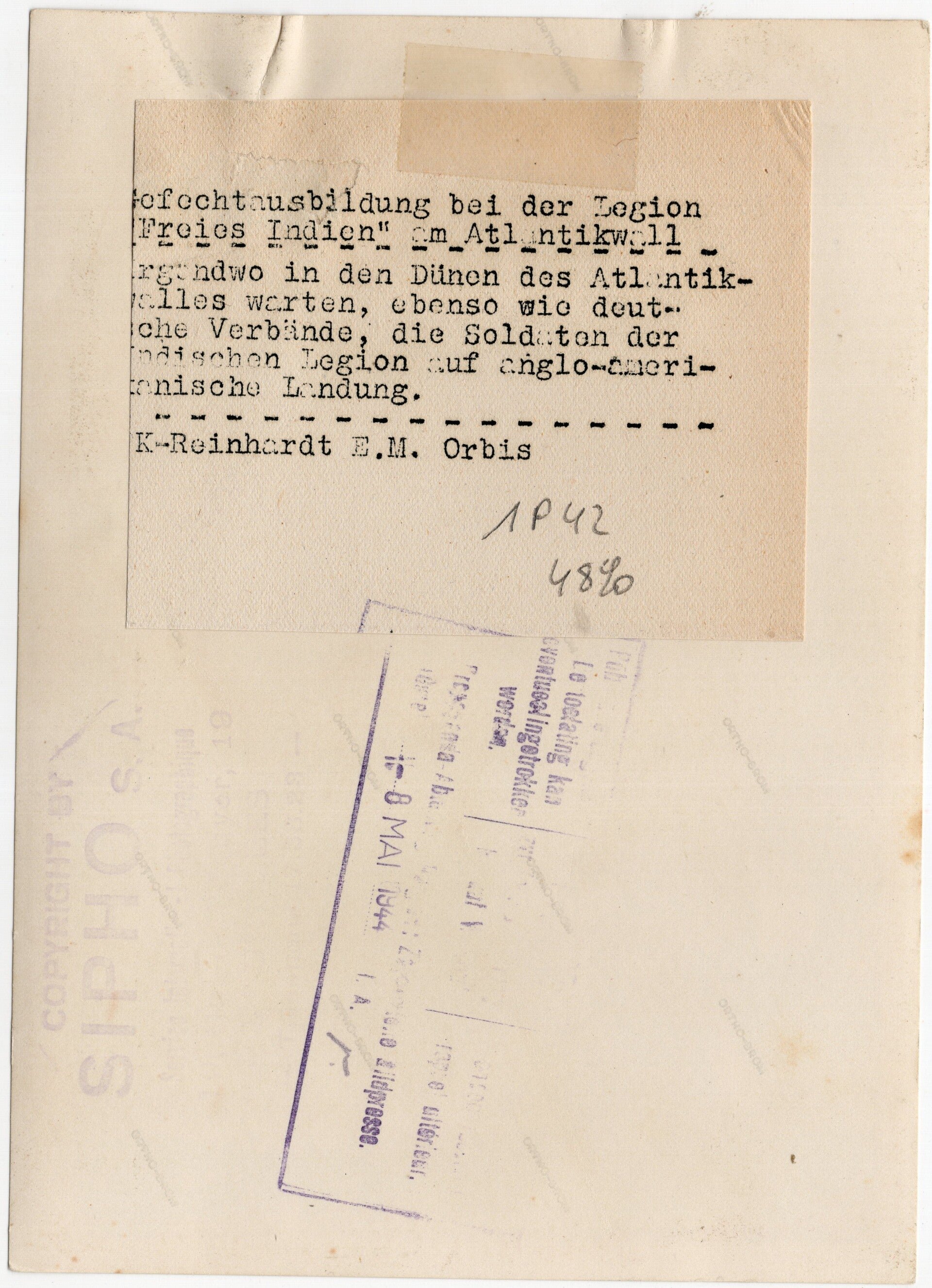 Original WW2 German Press Photo - Indian volunteers Legion Freies Indien, IR 950 training, Atlantic Wall, France (1944) — image 2