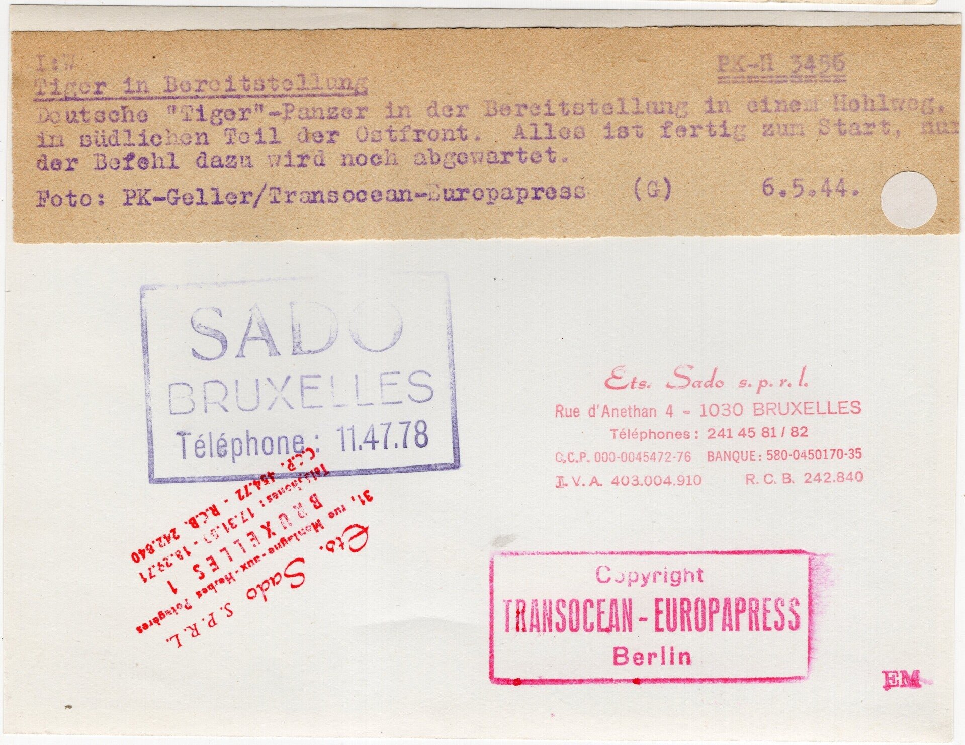 Original WW2 Belgian Press Photo - German Tiger Tanks on the Eastern Front (1944) — image 2