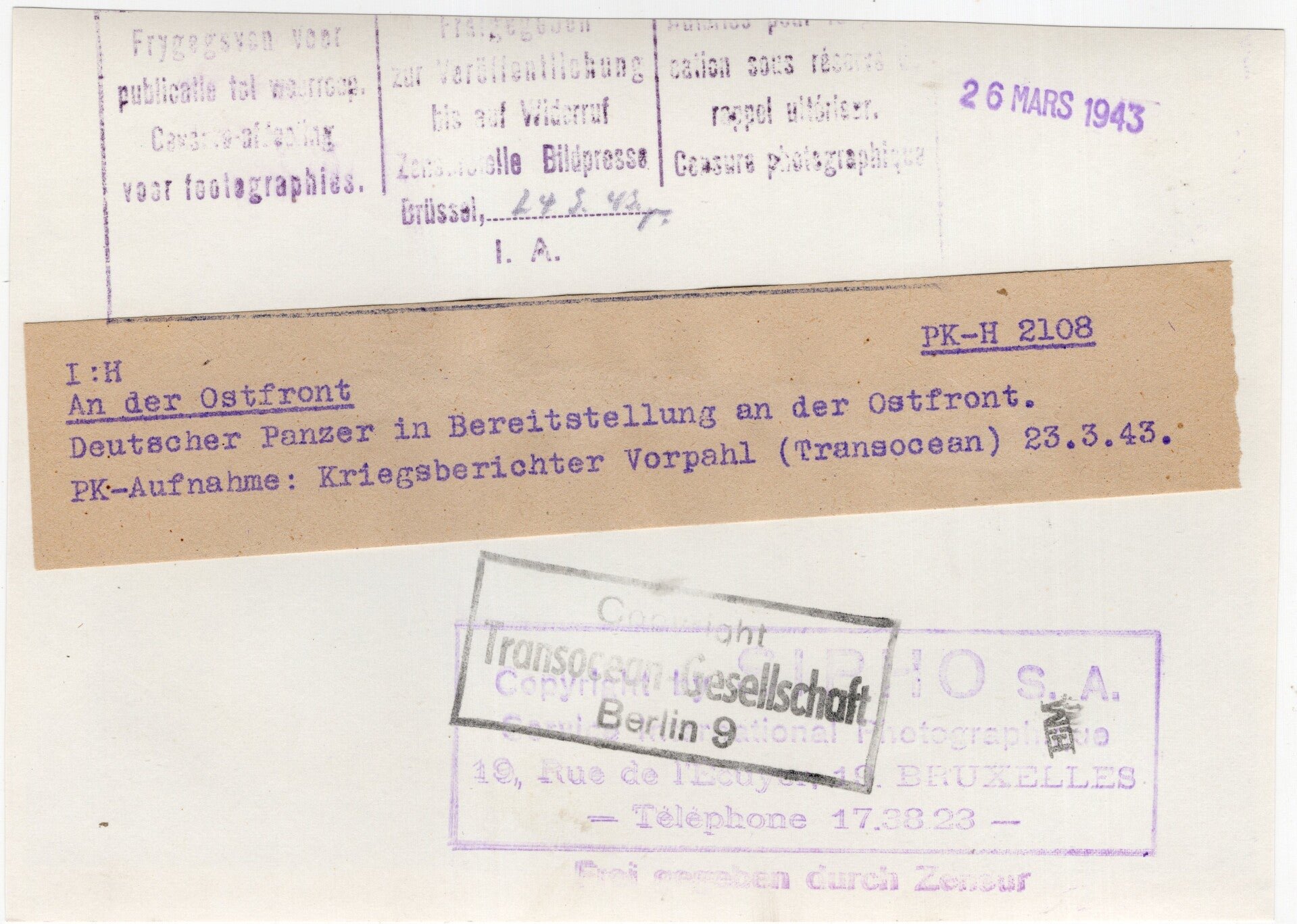 Original WW2 German Press Photo - German Panther Panzer Tank on the Eastern Front (1943) — image 2