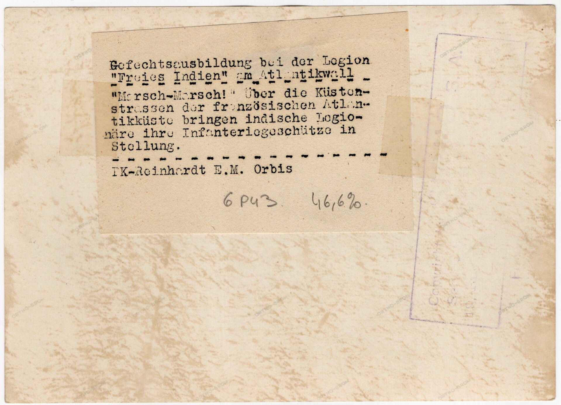 Original WW2 German Press Photo - Indian volunteers Legion Freies Indien, IR 950 training, Atlantic Wall, France (1944) — image 2