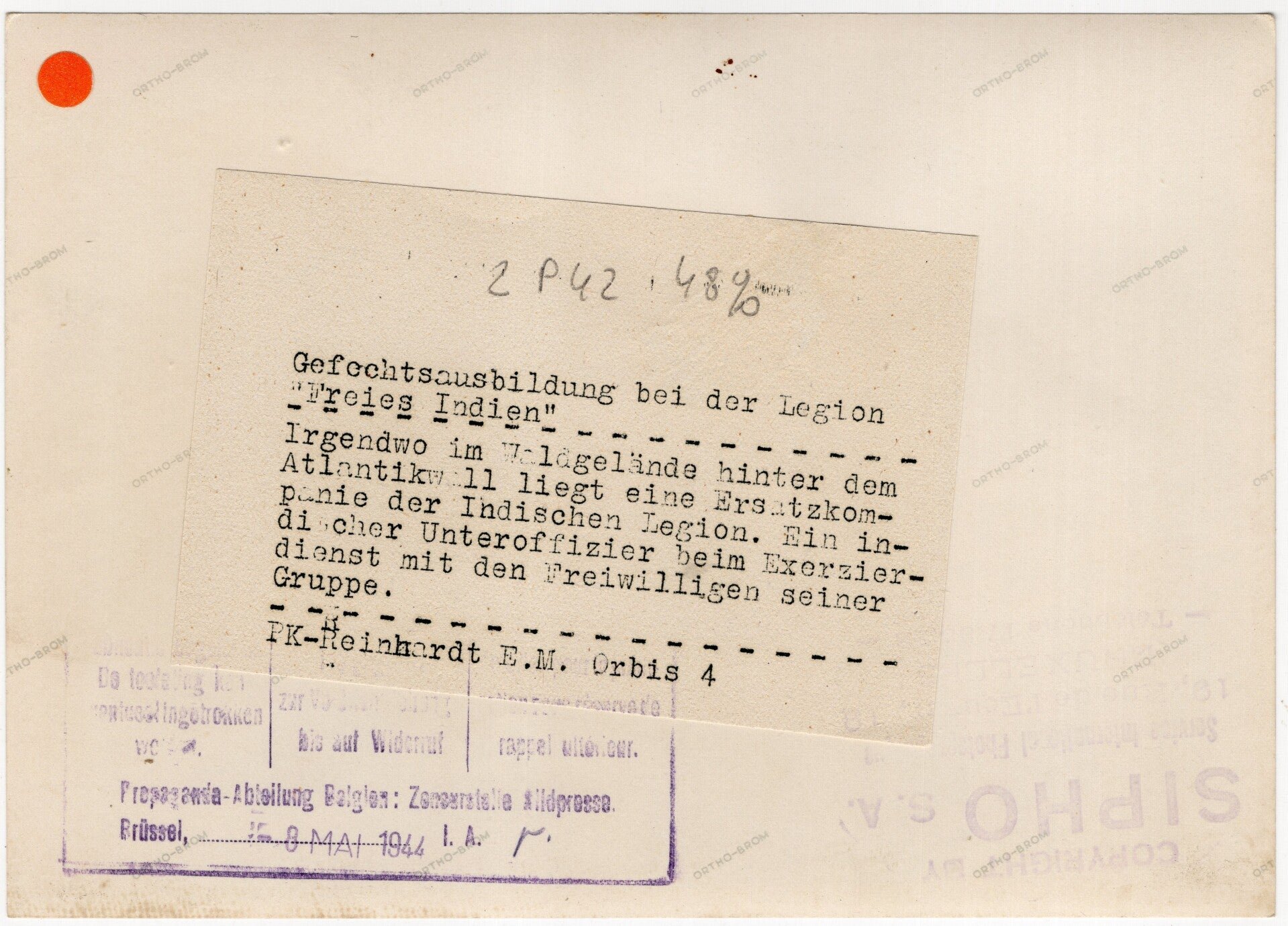 Original WW2 German Press Photo - Indian volunteers Legion Freies Indien, IR 950 training, Atlantic Wall, France (1944) — image 2