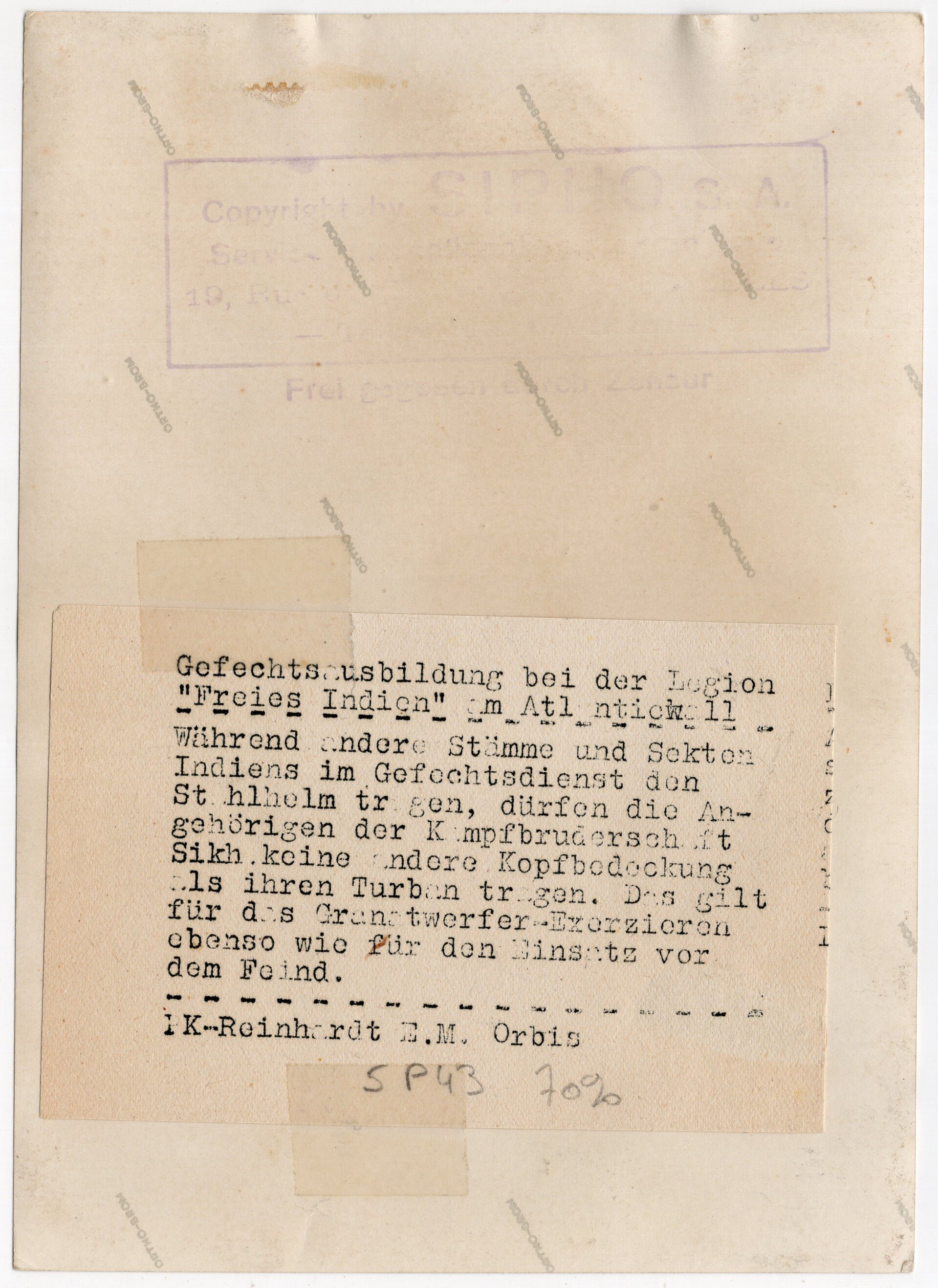 Original WW2 German Press Photo - Indian volunteers Legion Freies Indien, IR 950 training with an artillery canon, Atlantic Wall, France (1944) — image 2