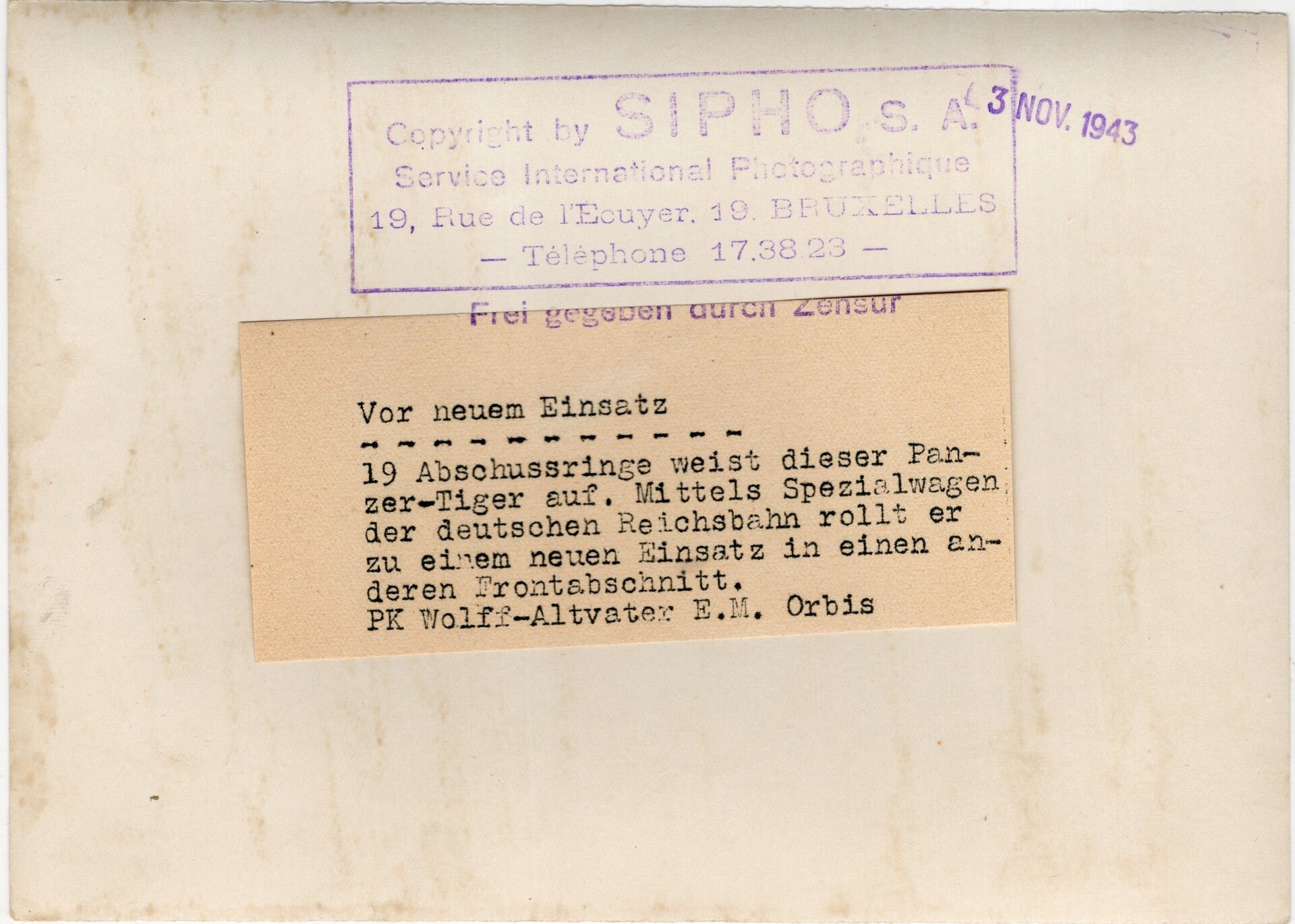 Original WW2 German Press Photo - German Tiger Tank '100' on a Reichsbahn train on the Eastern Front (1943) — image 2