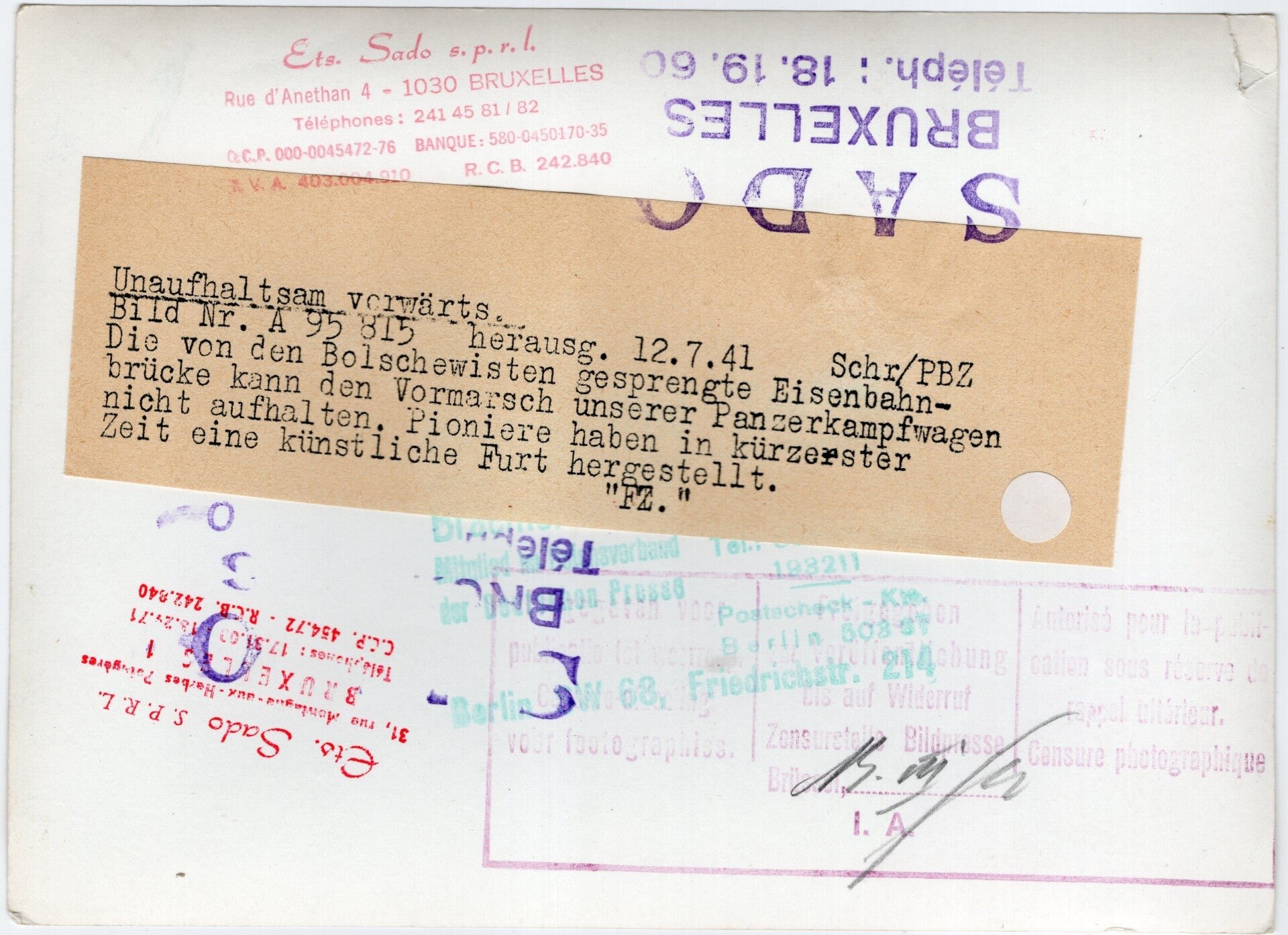 Original WW2 German Press Photo - Panzer IV Tank on the Eastern Front (1941) — image 2