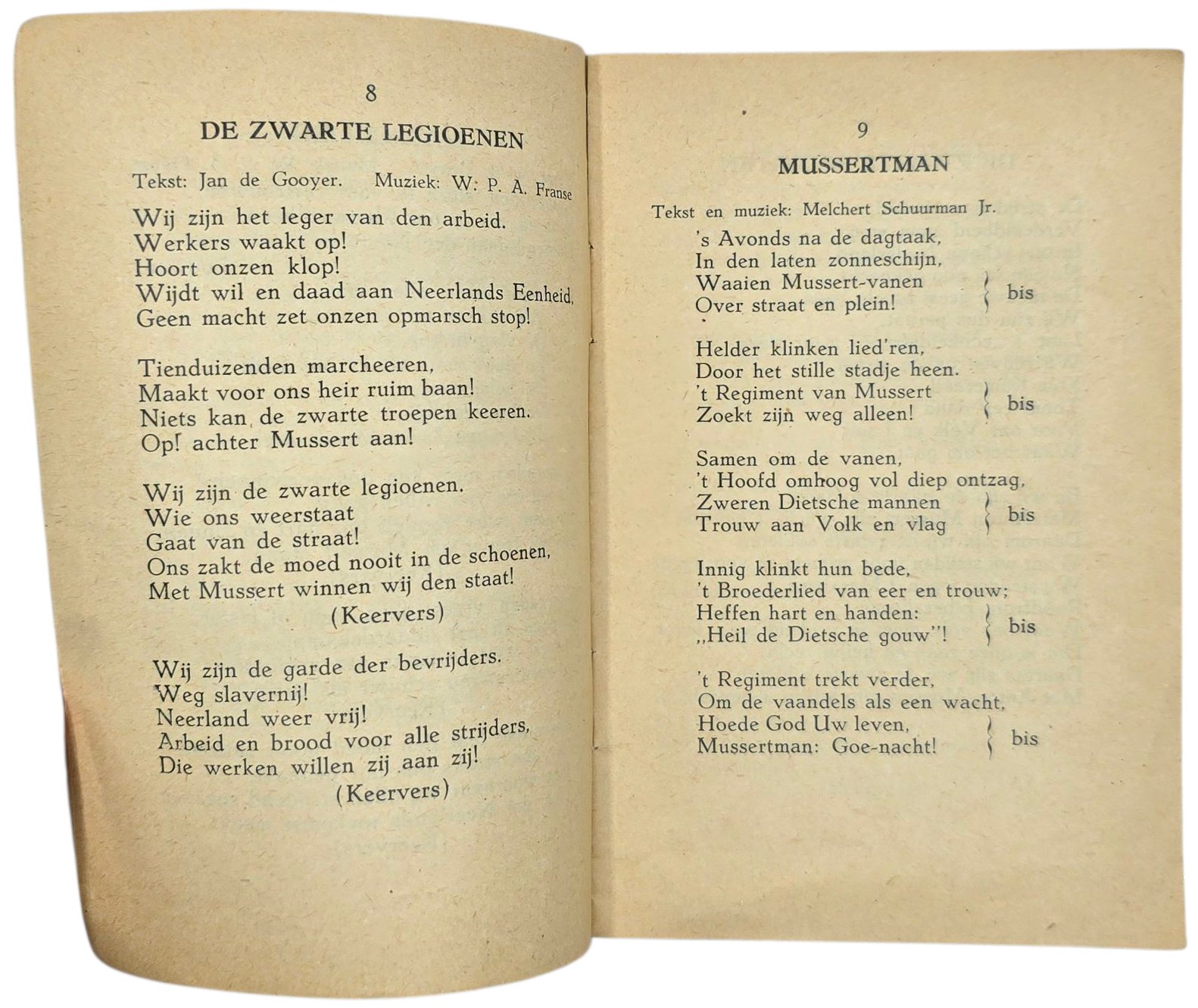 Original WW2 Dutch Collaboration NSB Brochure - Zingend door alle Dietsche gouwen, Melchert Schuurman (1943) — image 4