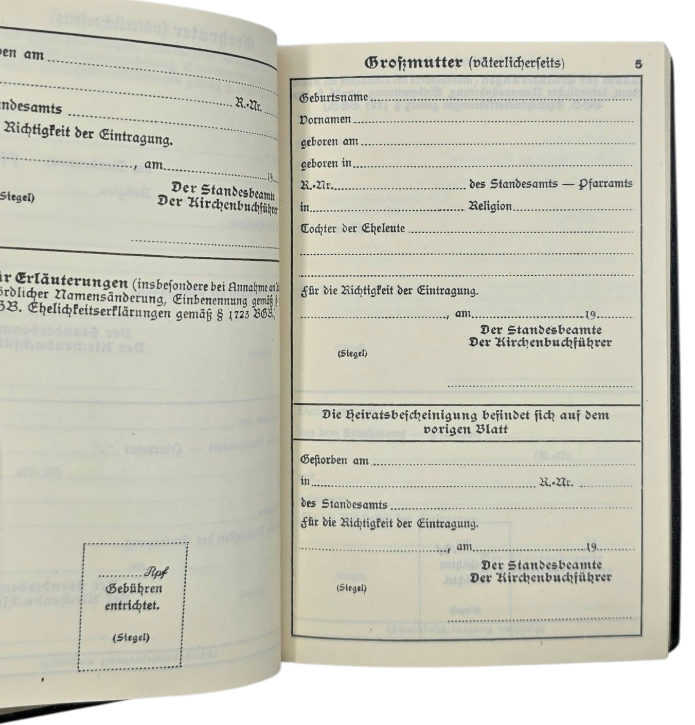 Original WW2 German Document - Ahnenpass, Bielefeld — image 7