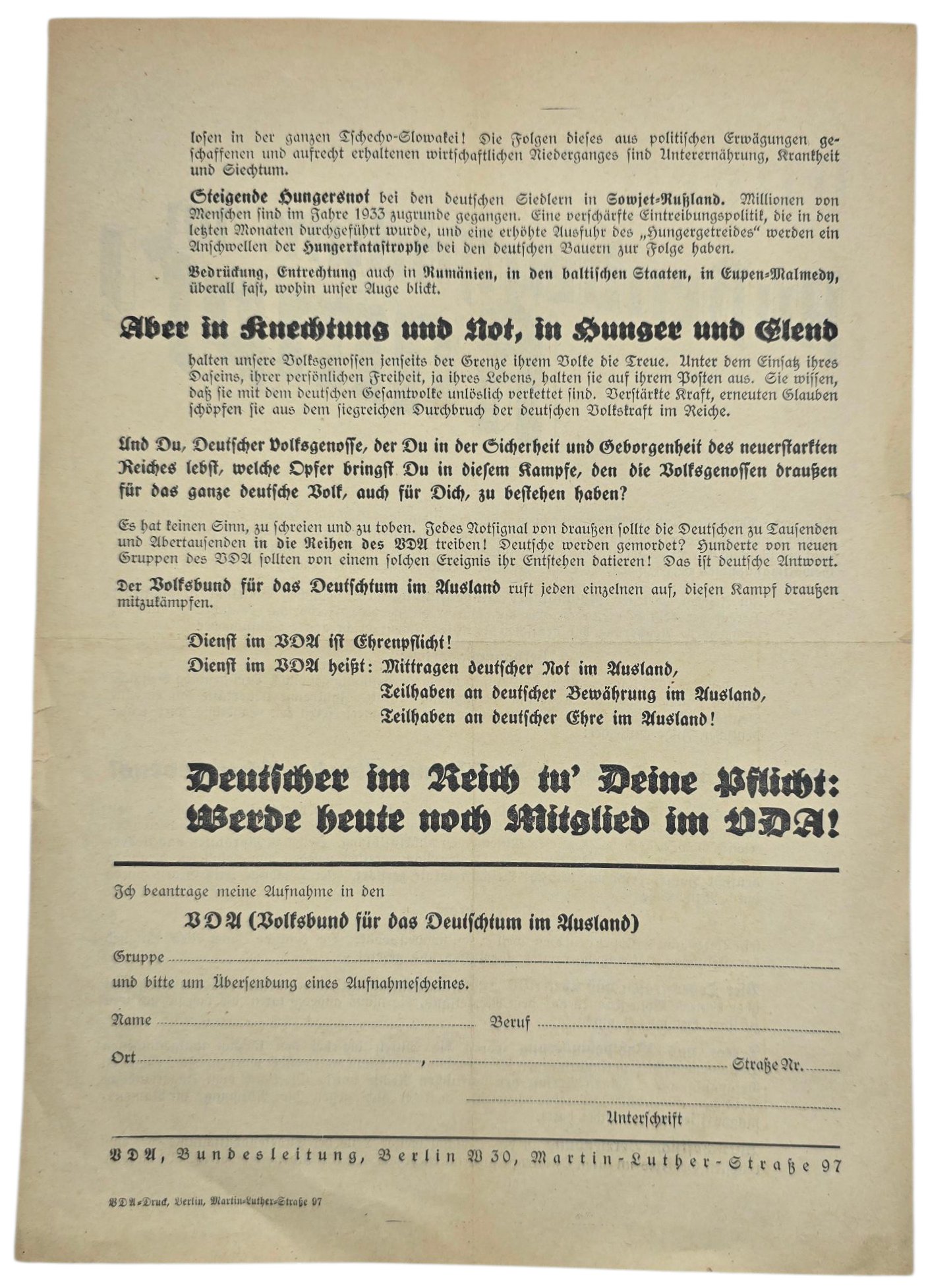 Original WW2 German Document - Überall Aussendeutschtum im Kampf! VDA (1935) — image 2