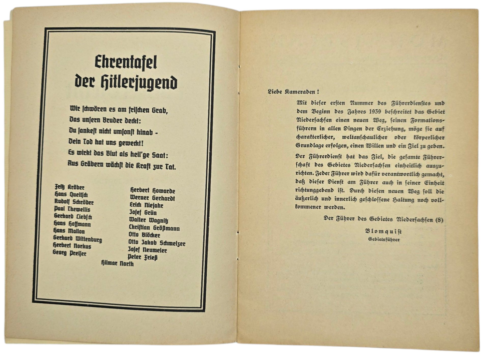 Original WW2 German Magazine - HJ Führerdienst des Gebietes Niedersachsen 8, Januar, Heft 1 (1939) — image 3
