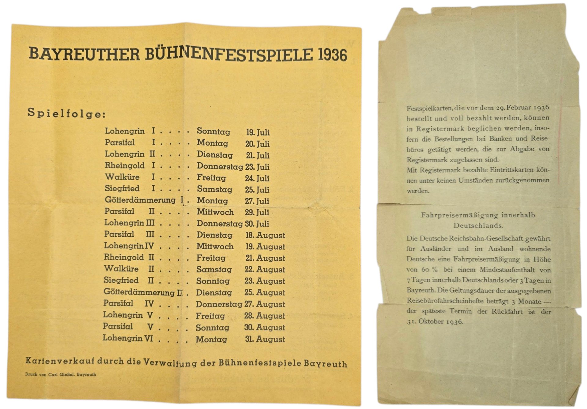 Original WW2 German Brochure - Bayreuth Bühnenfestspiele Programmheft set (1936) — image 2