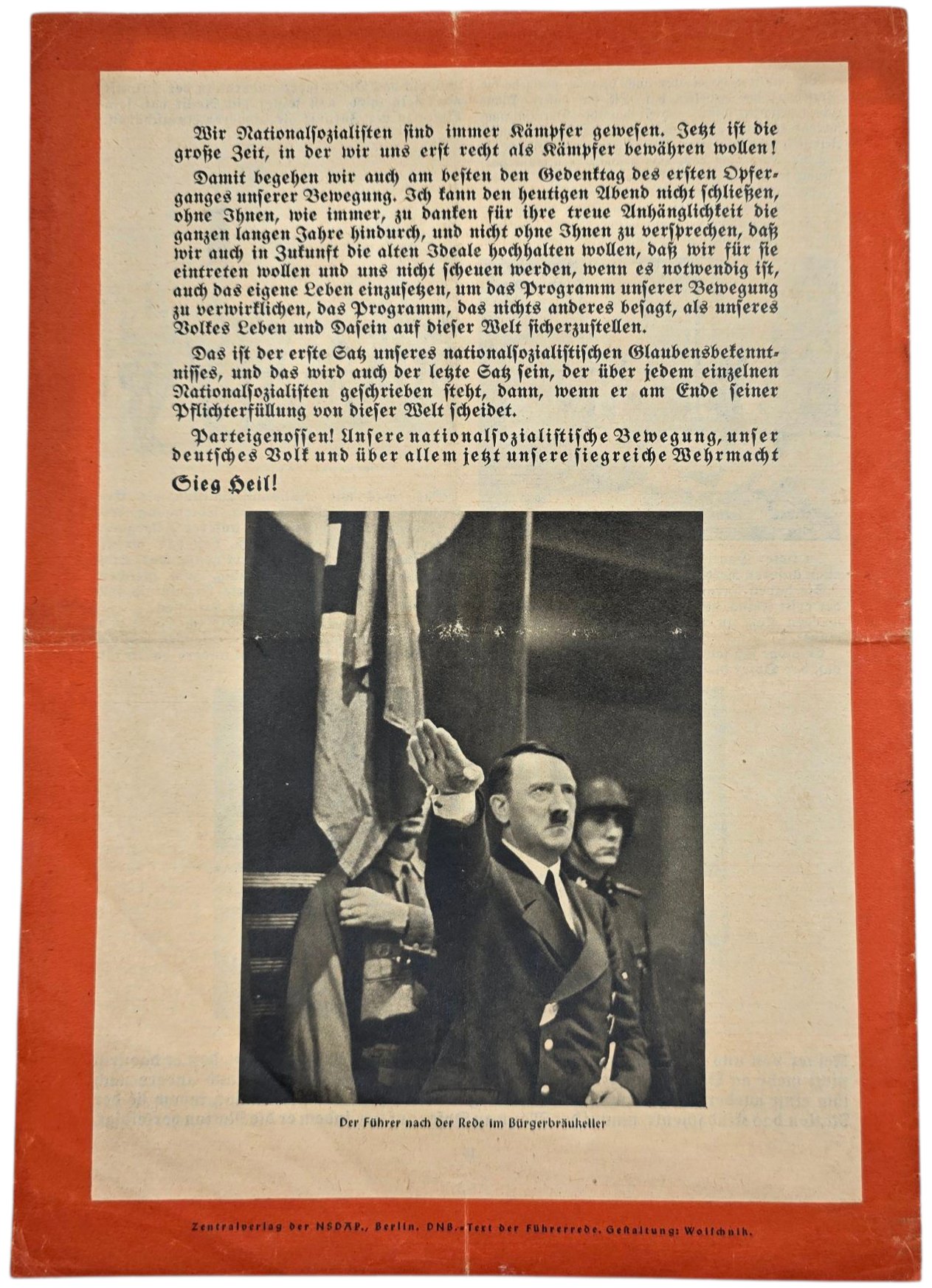 Original WW2 German Brochure - Der Führer Spricht, München, 8 November 1939, Bürgerbräukeller (1939) — image 5