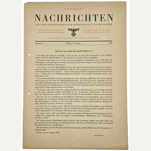 Original WW2 German Document - Nachrichten des Reichsministers Für Rüstungs …