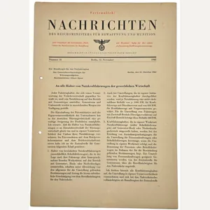 Original WW2 German Document - Nachrichten des Reichsministers Für Rüstungs …
