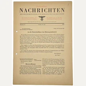 Original WW2 German Document - Nachrichten des Reichsministers Für Rüstungs …