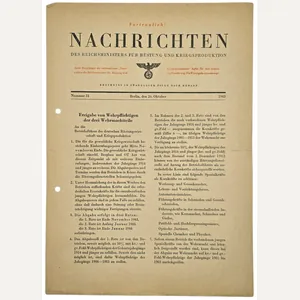 Original WW2 German Document - Nachrichten des Reichsministers Für Rüstungs …