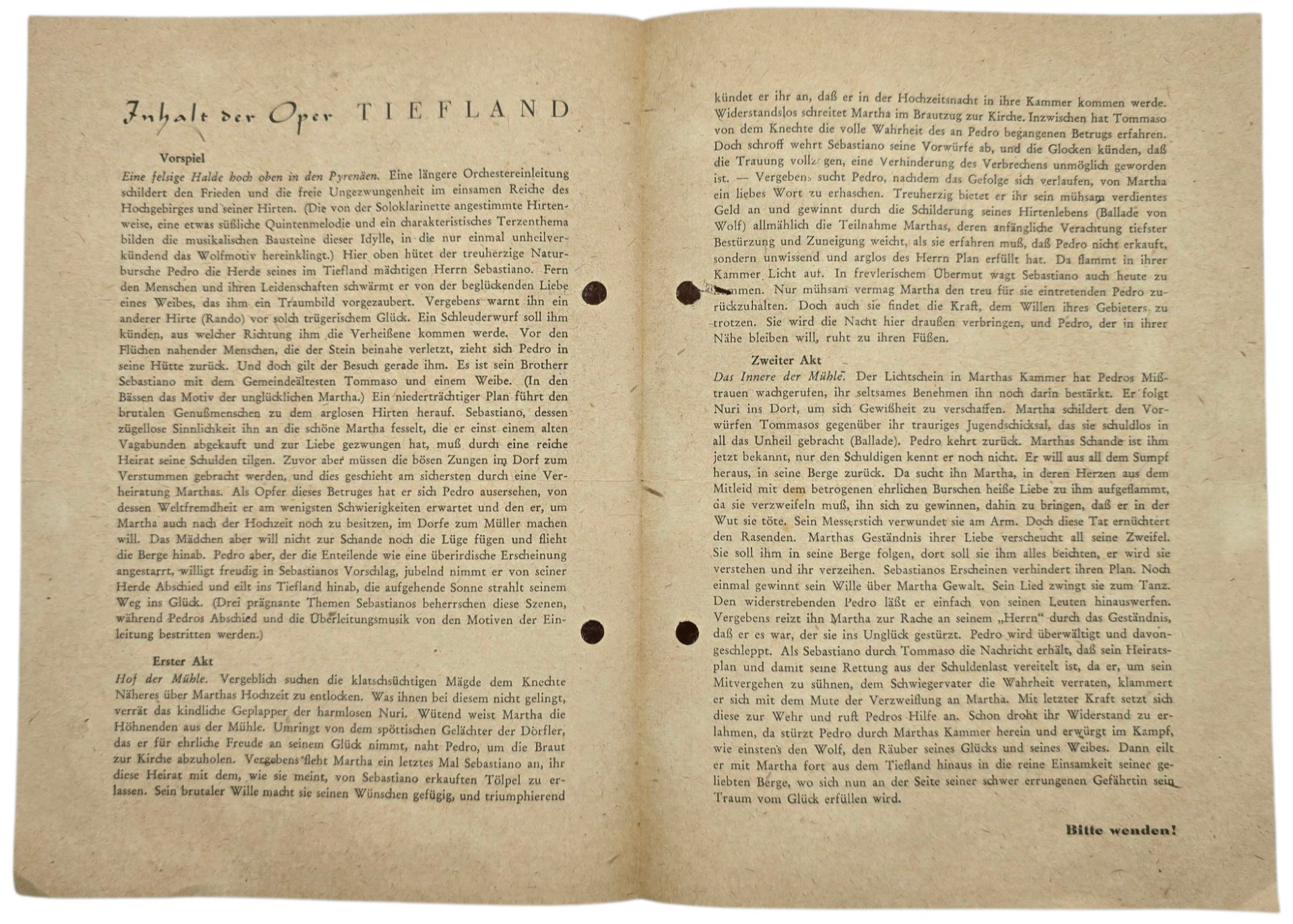 Original WW2 German Document - Staatstheater Berlin Staats Oper Für die Wehrmacht, Tiefland (1942) — image 2