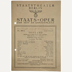 Original WW2 German Document - Staatstheater Berlin Staats Oper Für …