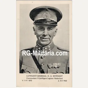 Original WW2 Dutch Collaboration Waffen SS Postcard - Luitenant-Generaal H. …