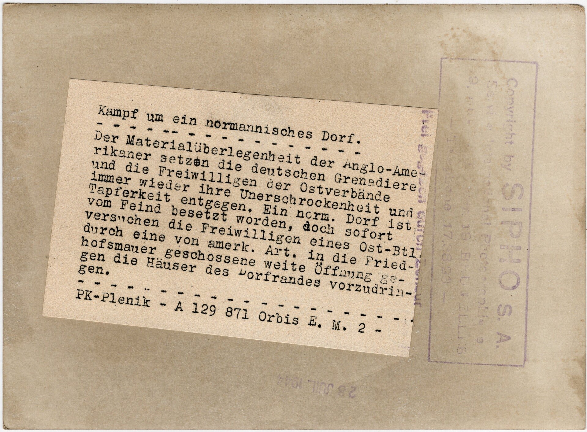 Original WW2 German Press Photo - Eastern European Wehrmacht volunteer in a village in Normandy, Operation Overlord, France (1944) — image 2