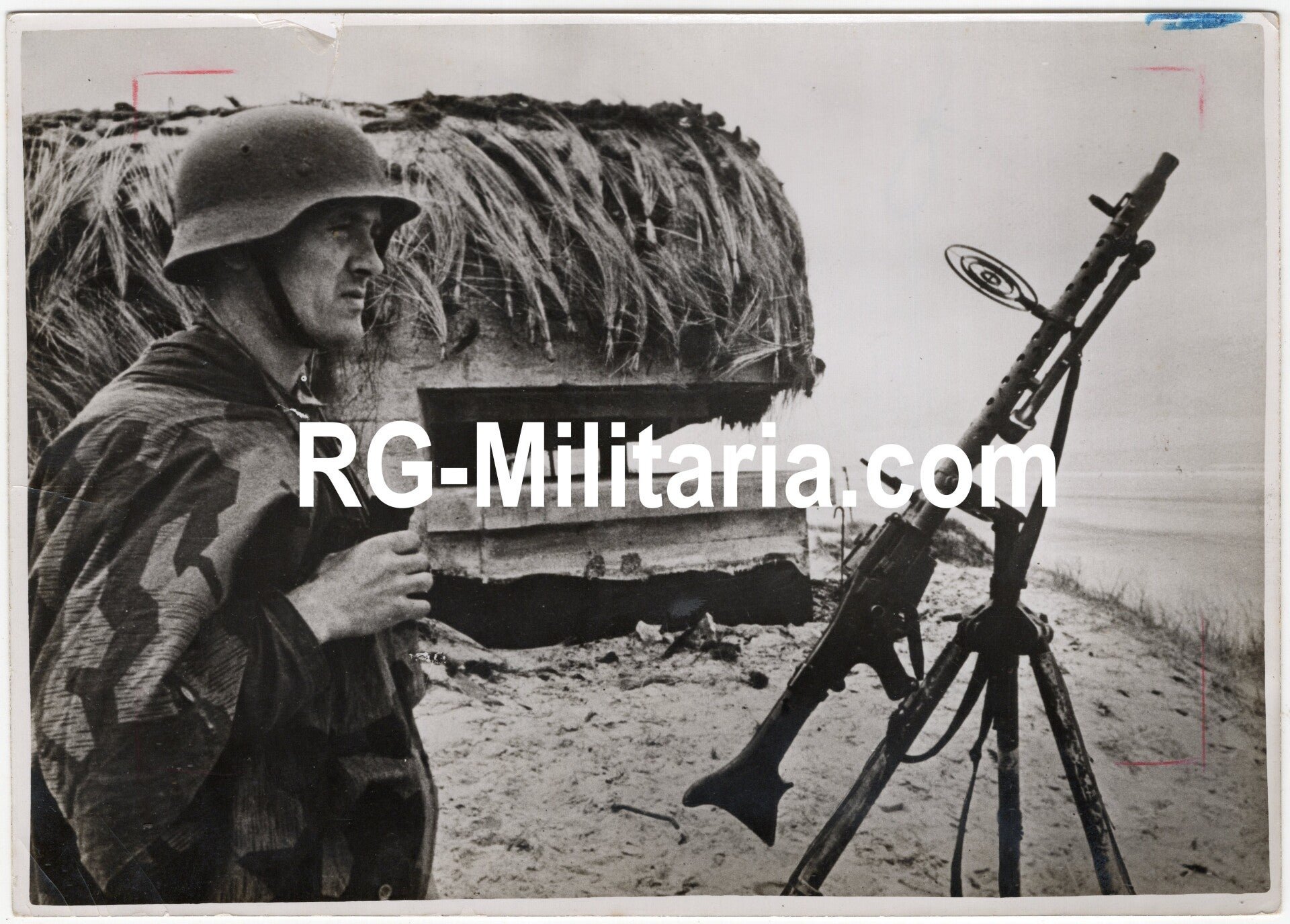 Original WW2 German Press Photo - German Küstenartillerie guarding the Atlantikwall with an MG 34 (1942) — image 3