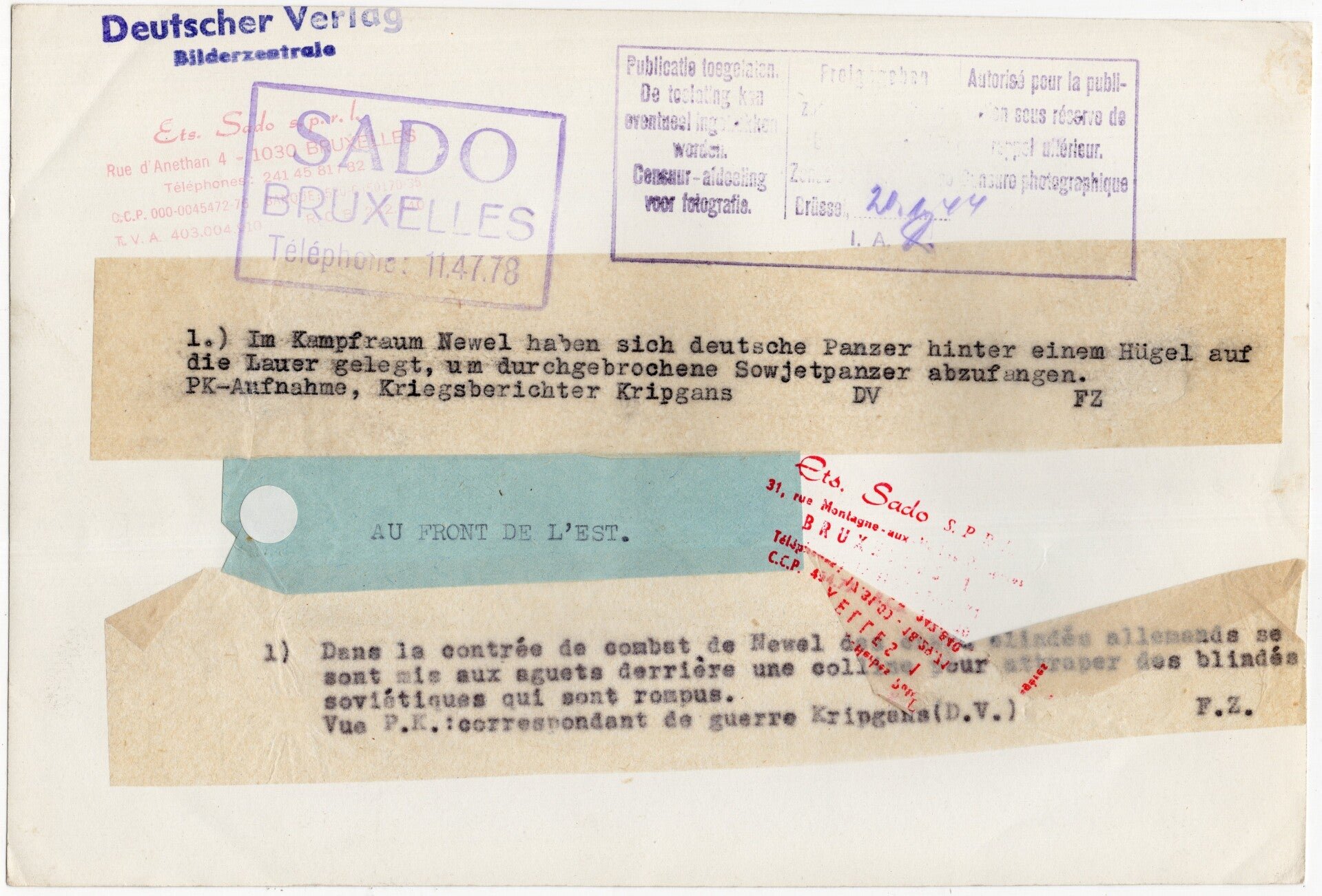 Original WW2 German Press Photo - German Panzer IV tank Kampfraum Newel, Eastern Front (1944) — image 2