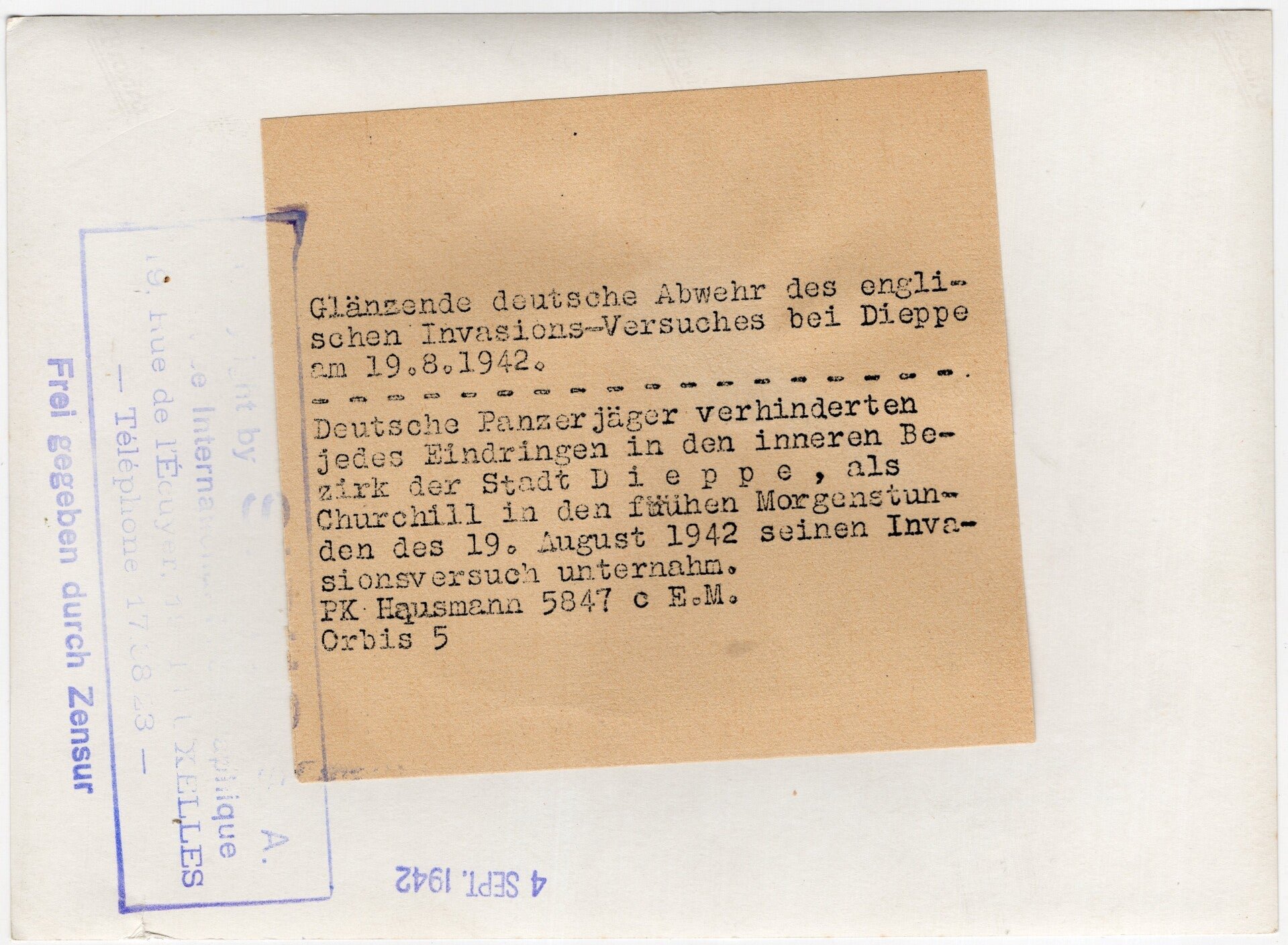 Original WW2 German Press Photo - German artillery fire against British troops in Dieppe, France, Operation Jubilee (1942) — image 2