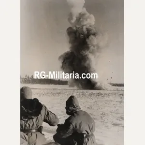 Original WW2 German Press Photo - Large explosion from Artillery …