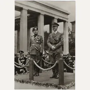 Original WW2 Italian Postcard - Benito Mussolini and Adolf Hitler