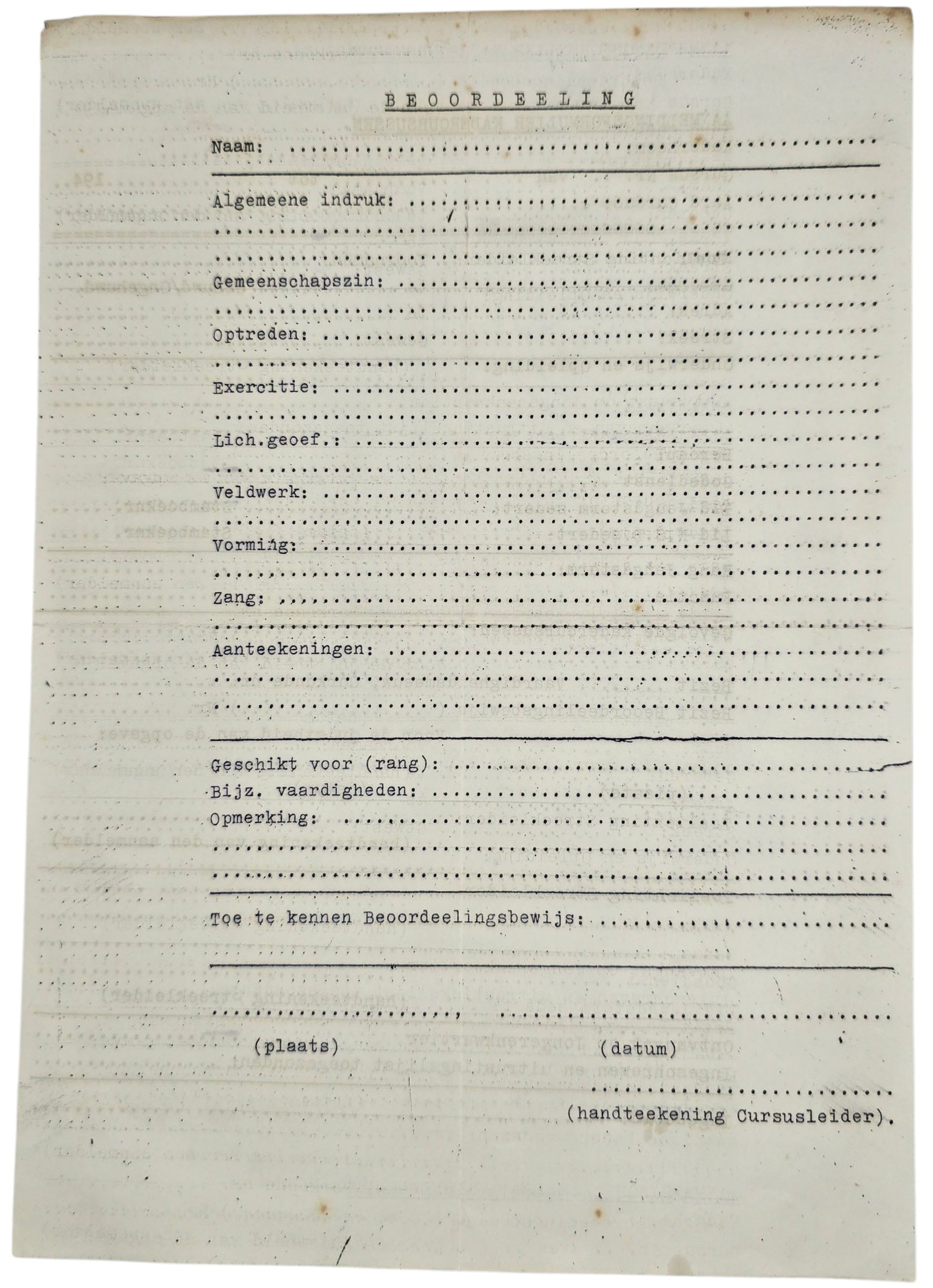 Original WW2 Dutch Collaboration NSB Document - Unissued registration form for courses NSB — image 2