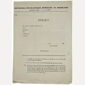 Original WW2 Dutch Collaboration NSB Document - Unissued decision for …